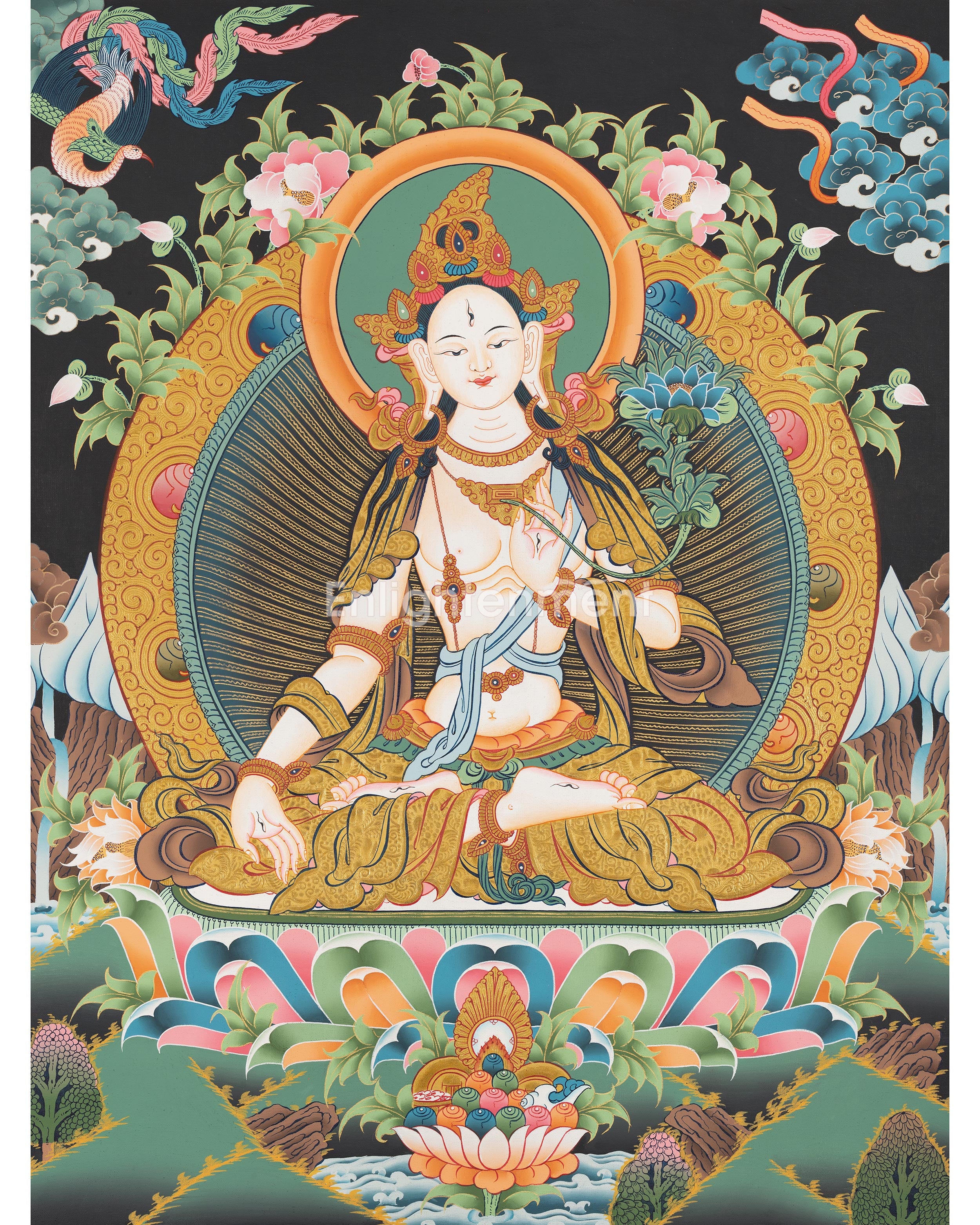 White Tara Thangka Painting | Female Bodhisattva Art
