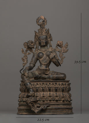 Antique Finish Green Tara Statue | Compassion and Protection Deity Statue