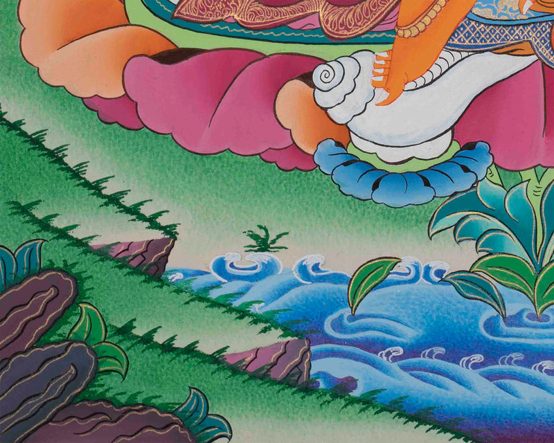 Original Hand-Painted Dzambala Thangka | Kubera Wall Decoration Thangka