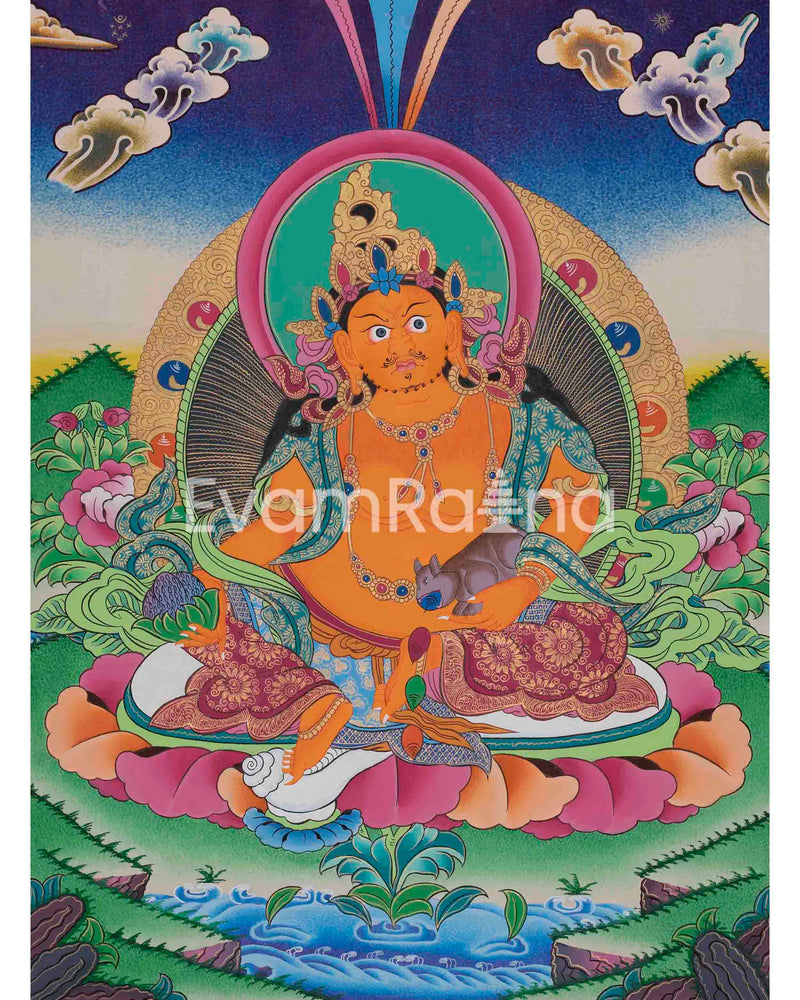 Original Hand-Painted Dzambala Thangka 