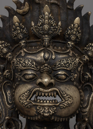 Bronze Bhairav Mask | Sacred Wall Sculpture for Meditation & Decor | Traditional Gift Idea From Nepal