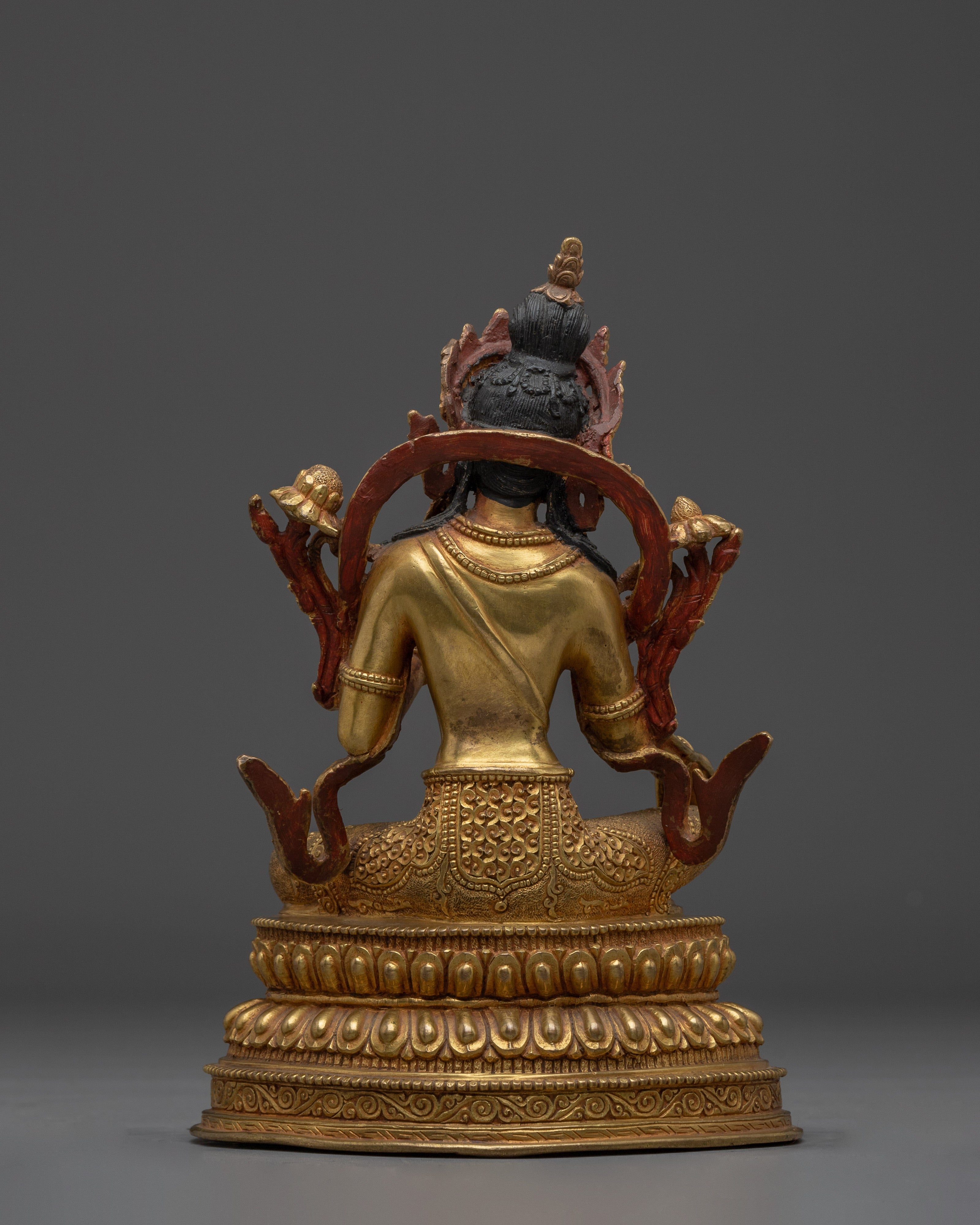 Green Tara Statue in 24K Gold Gilded | Sculpture for Protection and Compassion