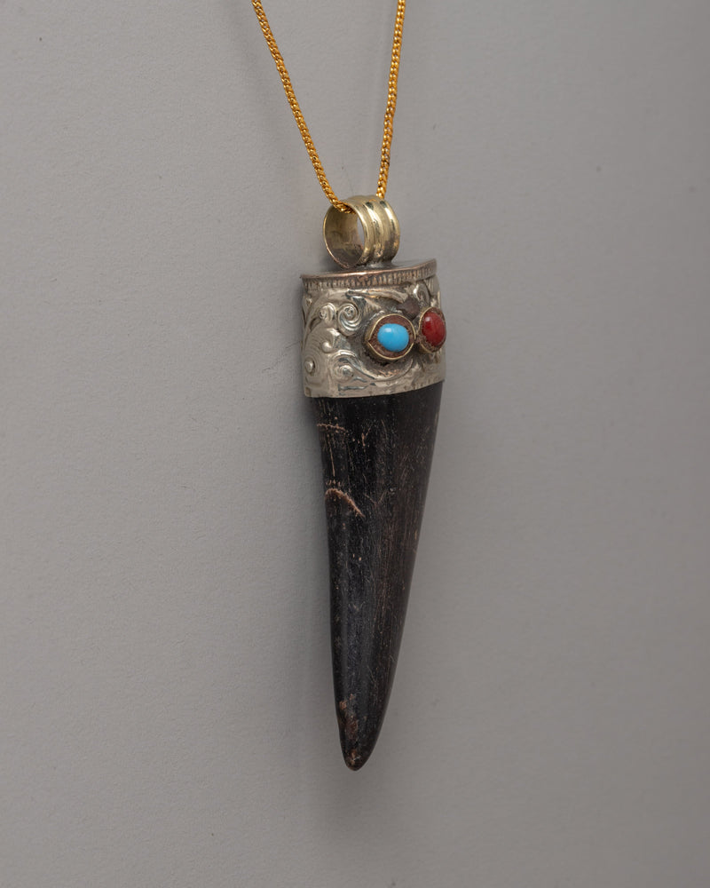 Handcrafted Ethically Sourced Goat Horn Pendant | Spiritual Significance