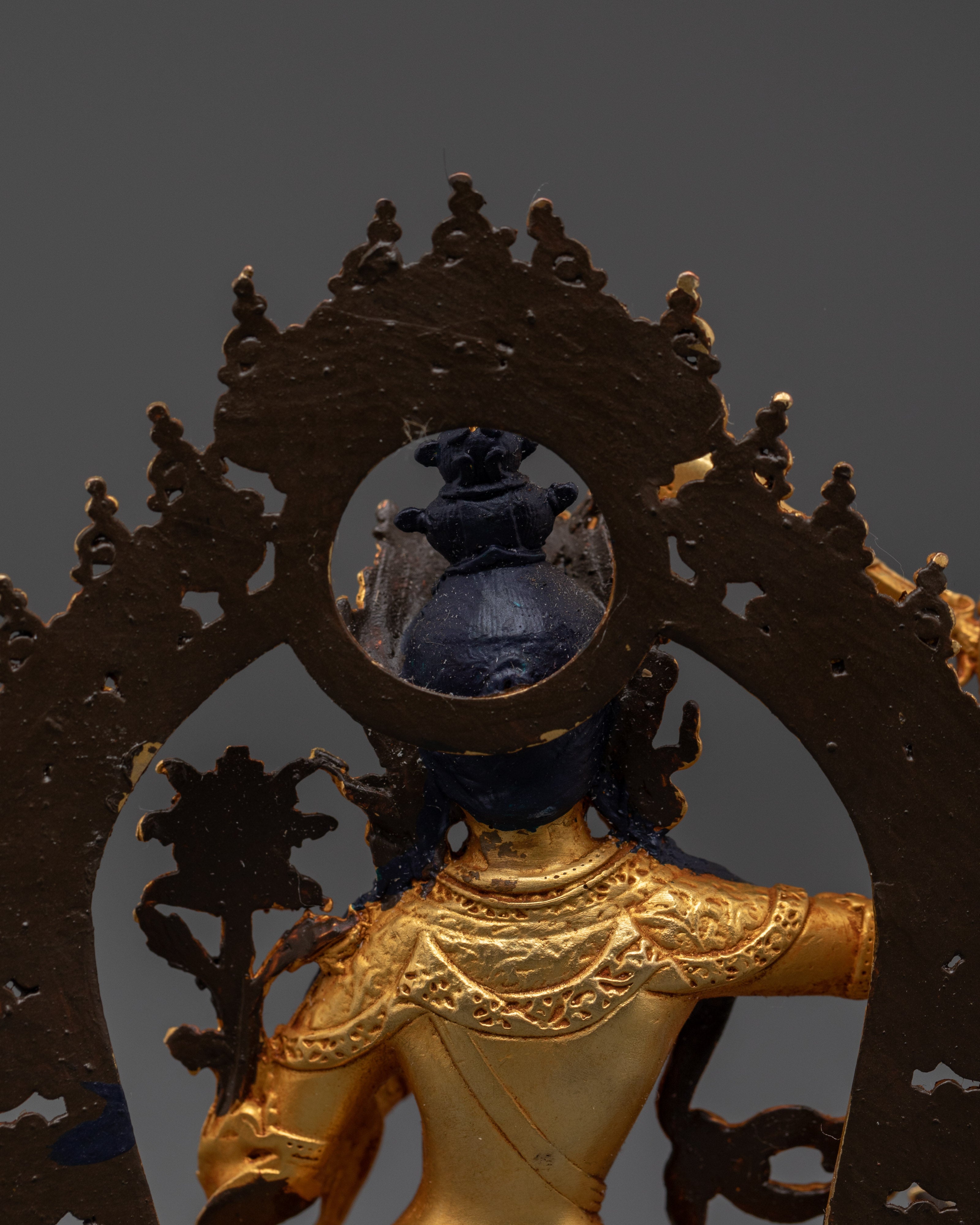 Manjushri Mahayana Deity Statue | Wisdom Bodhisattva in Gold-Plated Copper