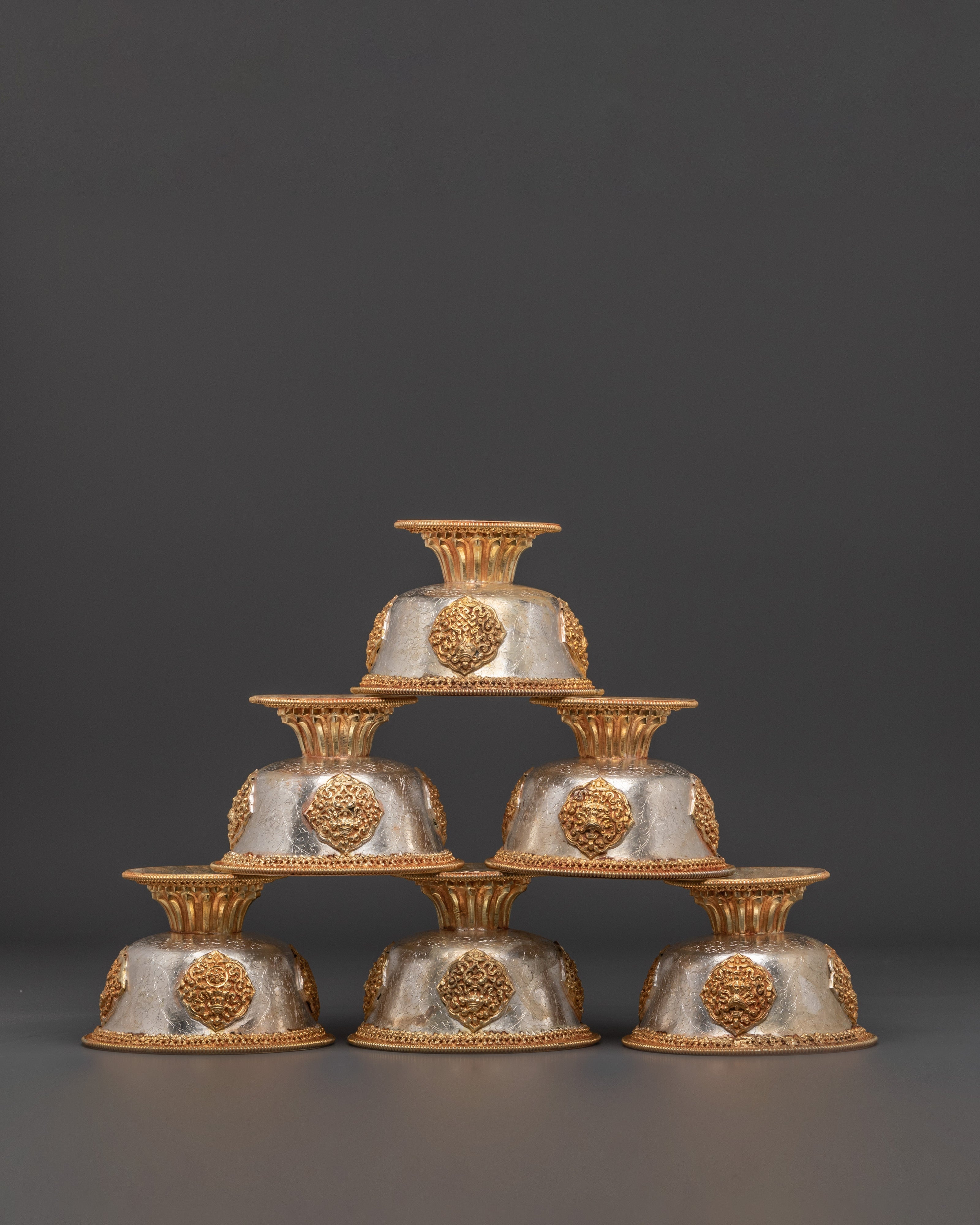 Tibetan Ritual Offering Bowl Set | Sacred Buddhist Altar Decor