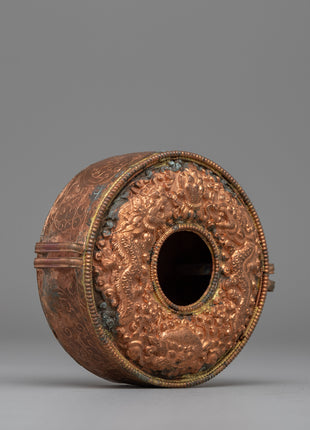 Handcrafted Precious Copper Ghau Box | Sacred Tibetan Jewelry Decor
