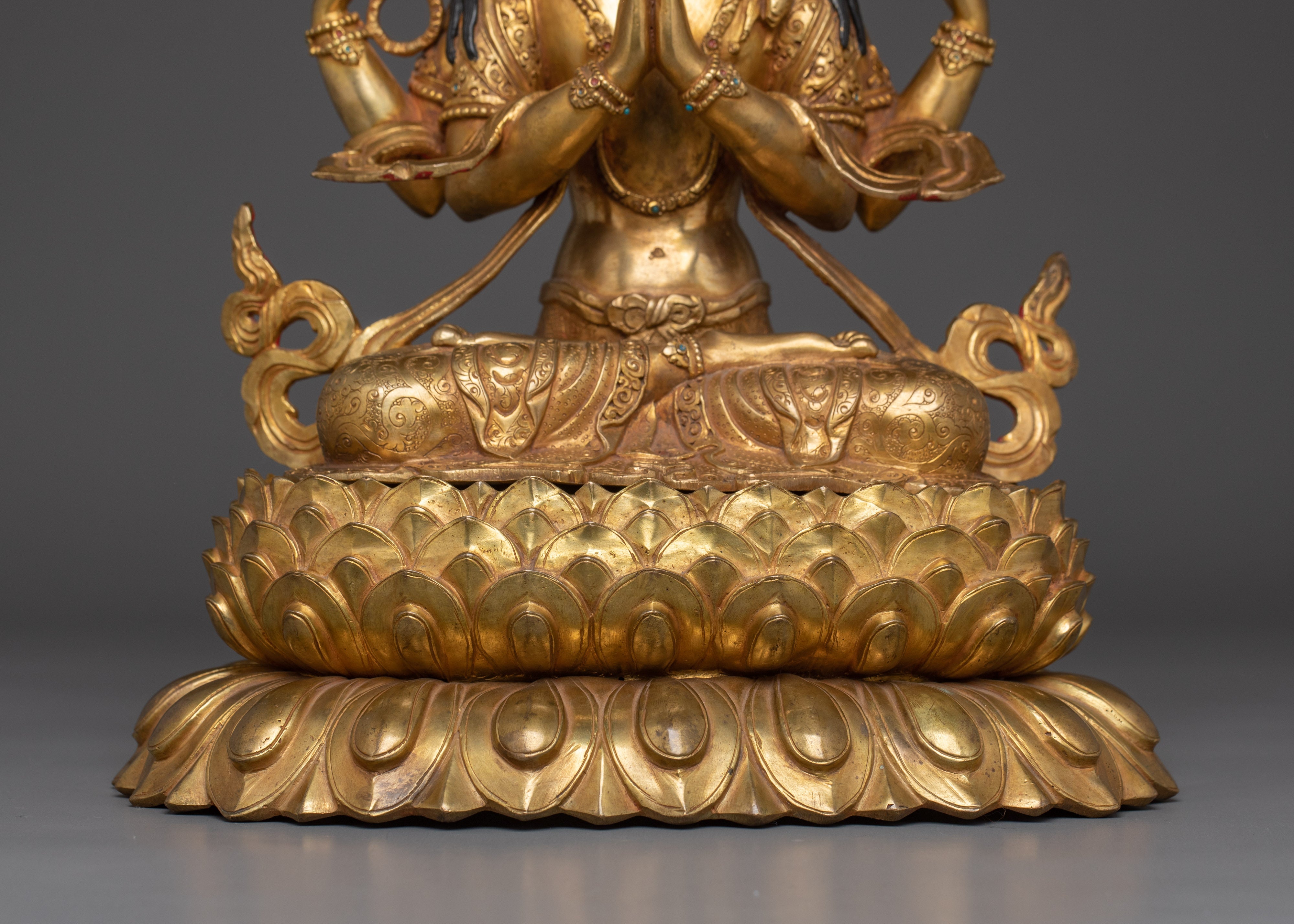 Copper Body Chenrezig Statue | Compassion Bodhisattva for Meditation Altar