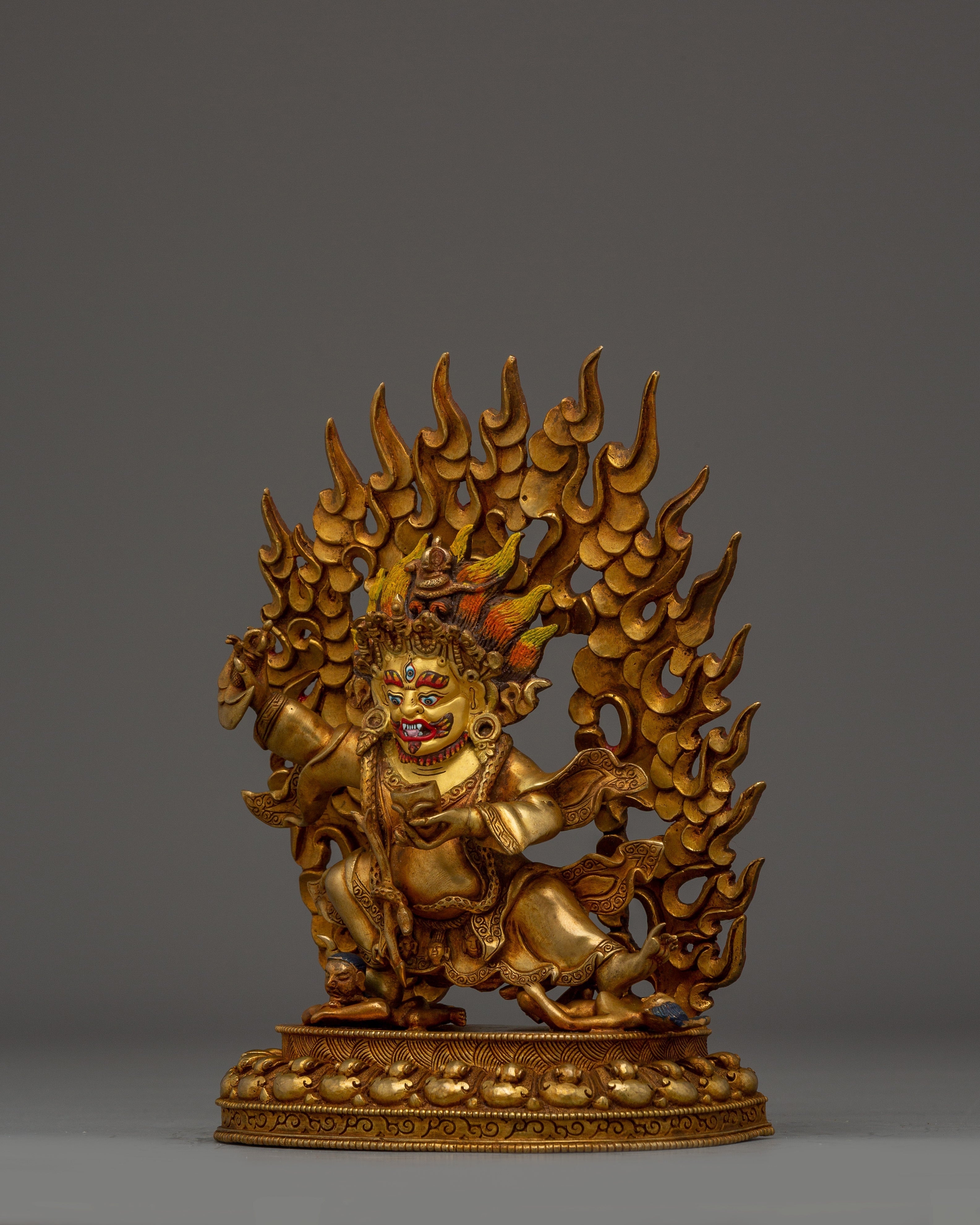 Mahakala Bernagchen Statue in 24K Gold | Handcrafted Buddhist Shrine Decor