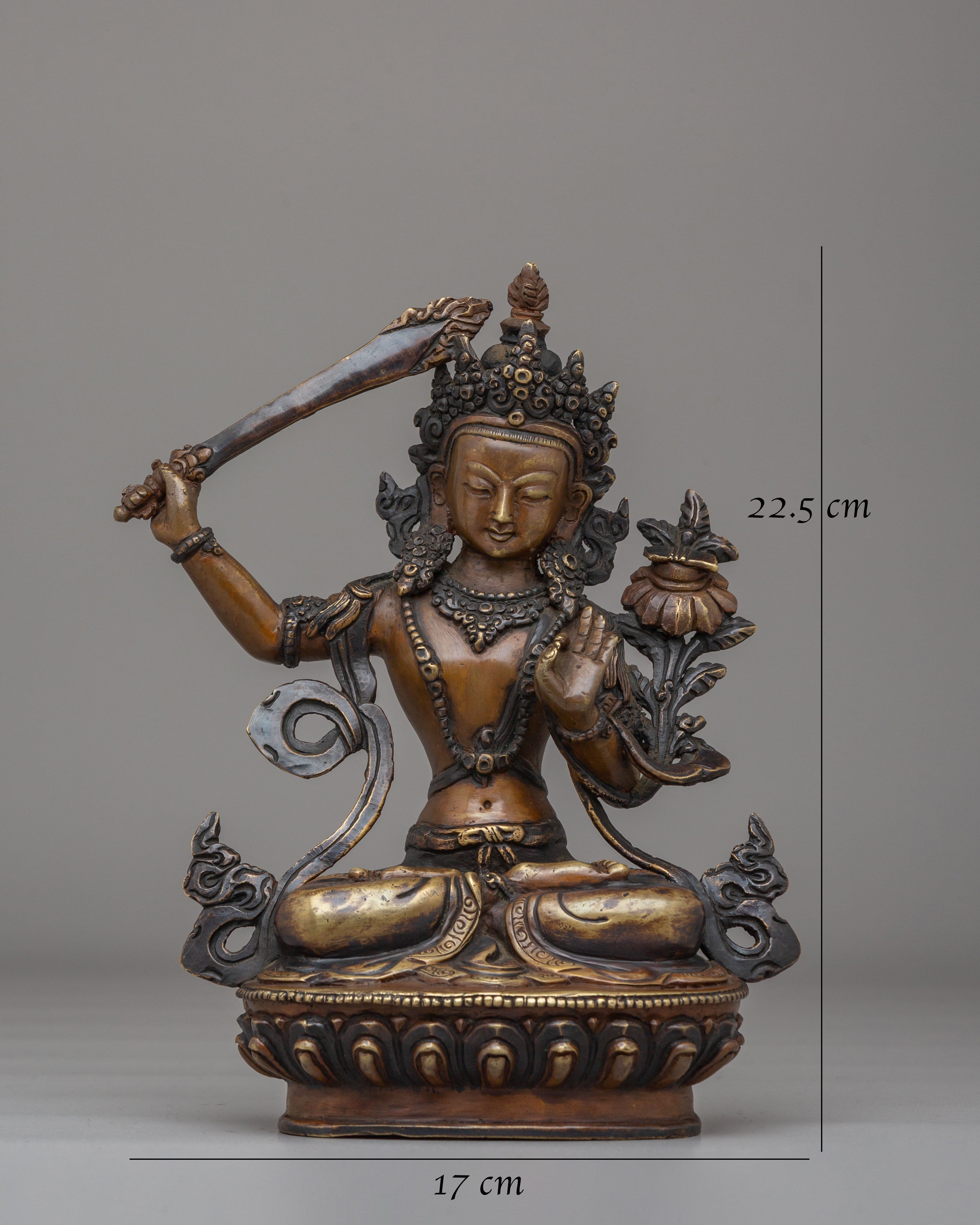 Sacred Manjushri Statue | Handcrafted Tibetan Bodhisattva Sculpture
