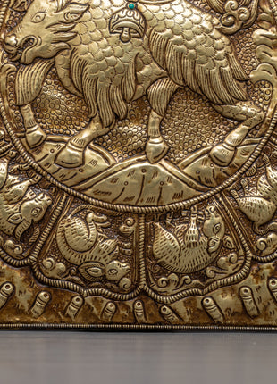 Yak Metal Wall Hanging Thanka Featuring Zodiac Sign Calendar for Spiritual Insight and Decorative Elegance