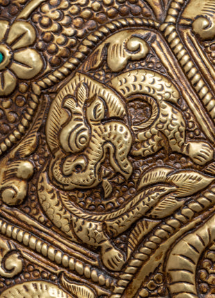Yak Metal Wall Hanging Thanka Featuring Zodiac Sign Calendar for Spiritual Insight and Decorative Elegance