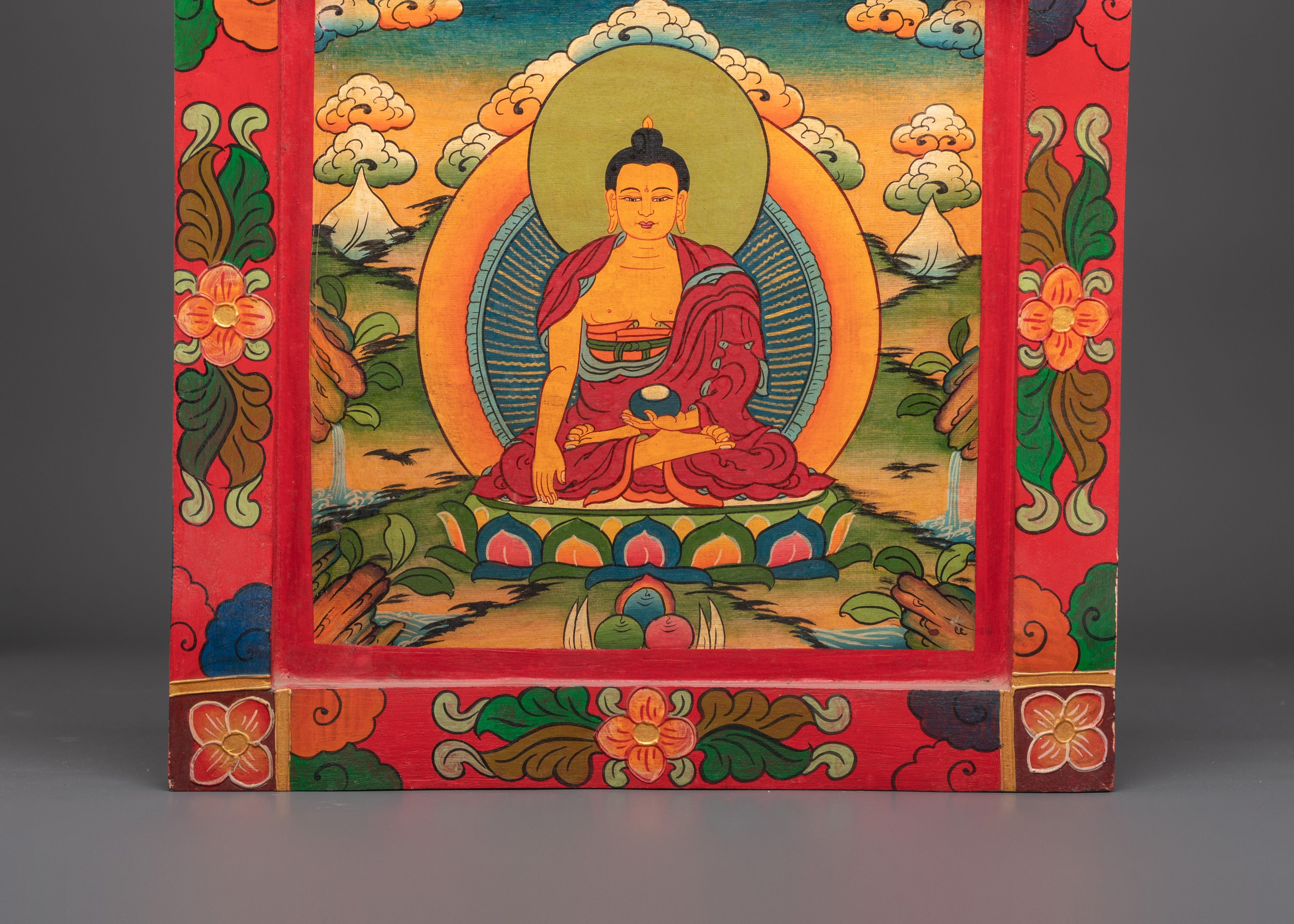 Tibetan Buddha Wooden Wall Hanging | Buddhist Art for Peace