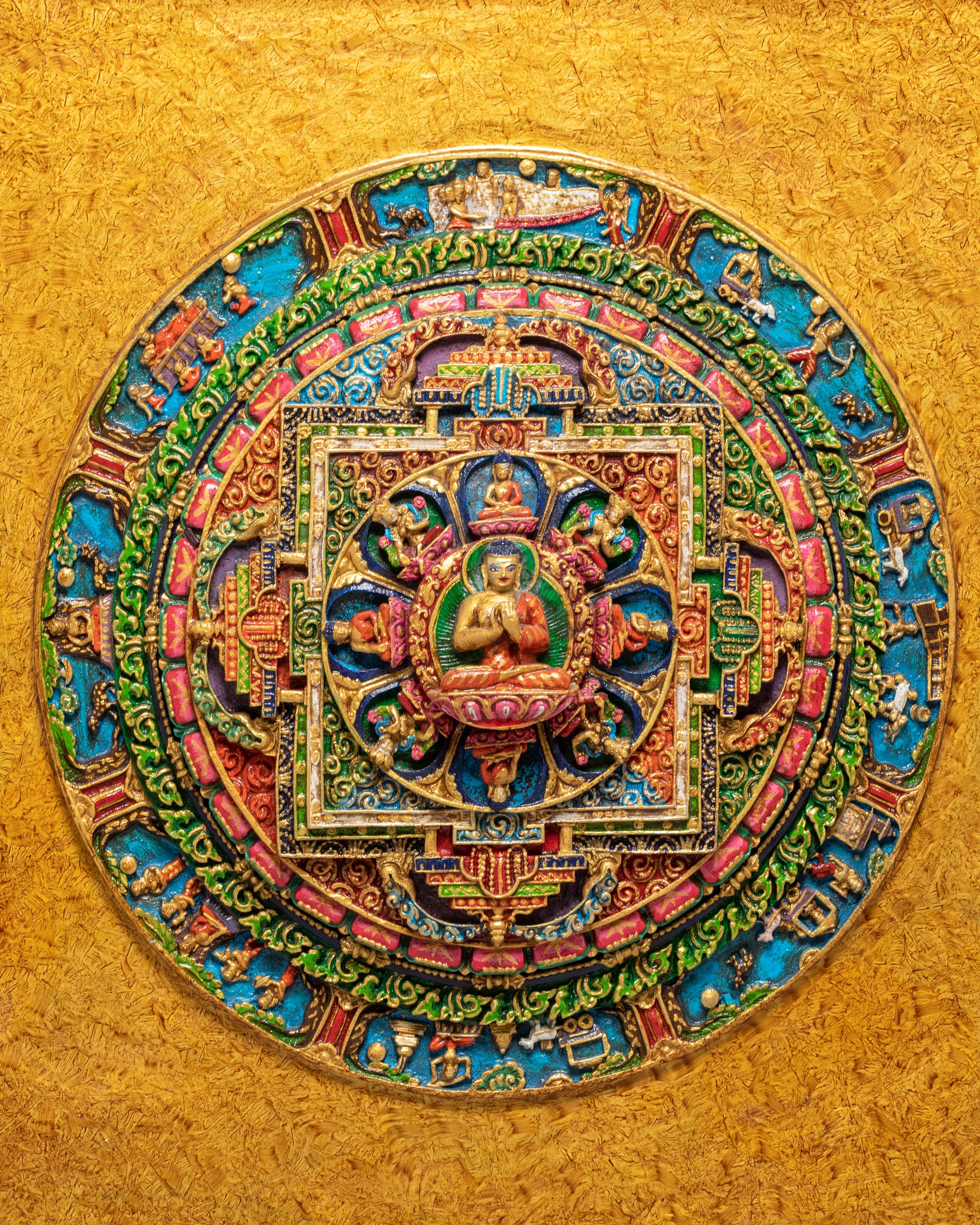 Handmade Vairocana Mandala Wall Hanging | Tibetan Buddhist Mandala Art