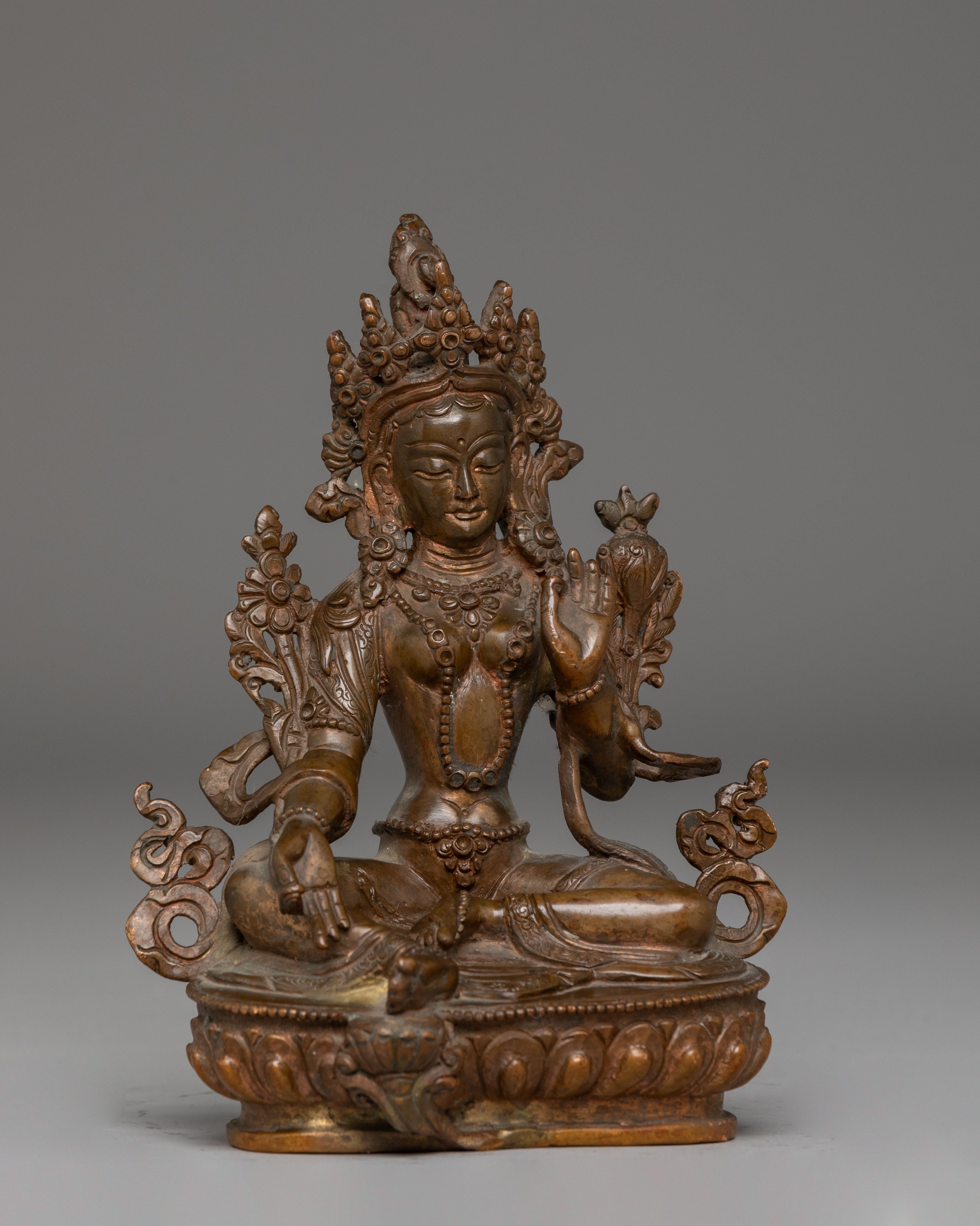 Oxidized Copper Statue of Green | Mother of All Buddhas