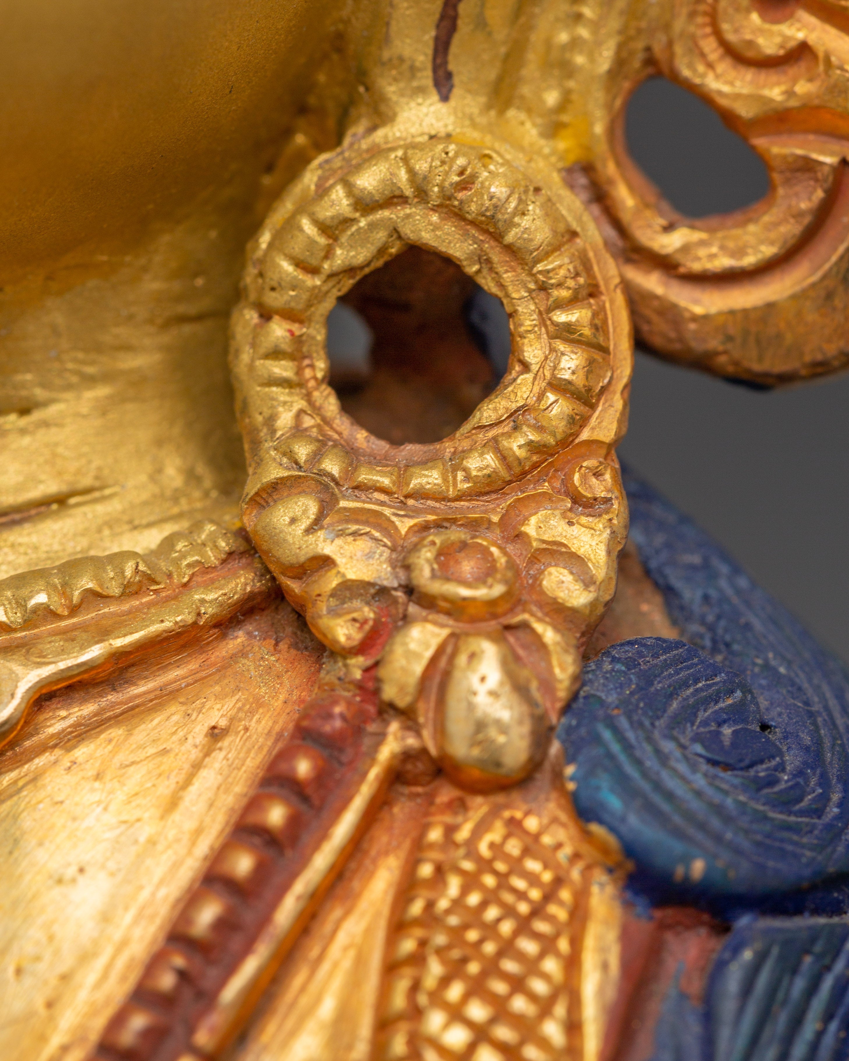 Sacred Statue of Bodhisattva Chenrezig | Copper & Gold Gilded with Acrylic Color