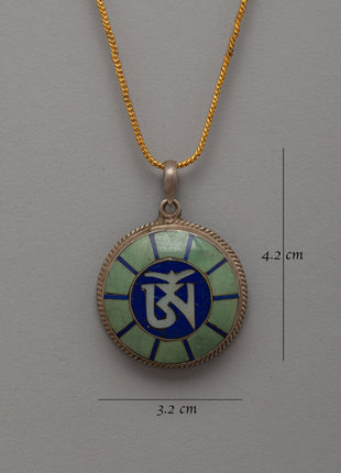 Handmade Om Locket | Sacred Jewelry with Lapis Lazuli and Turquoise