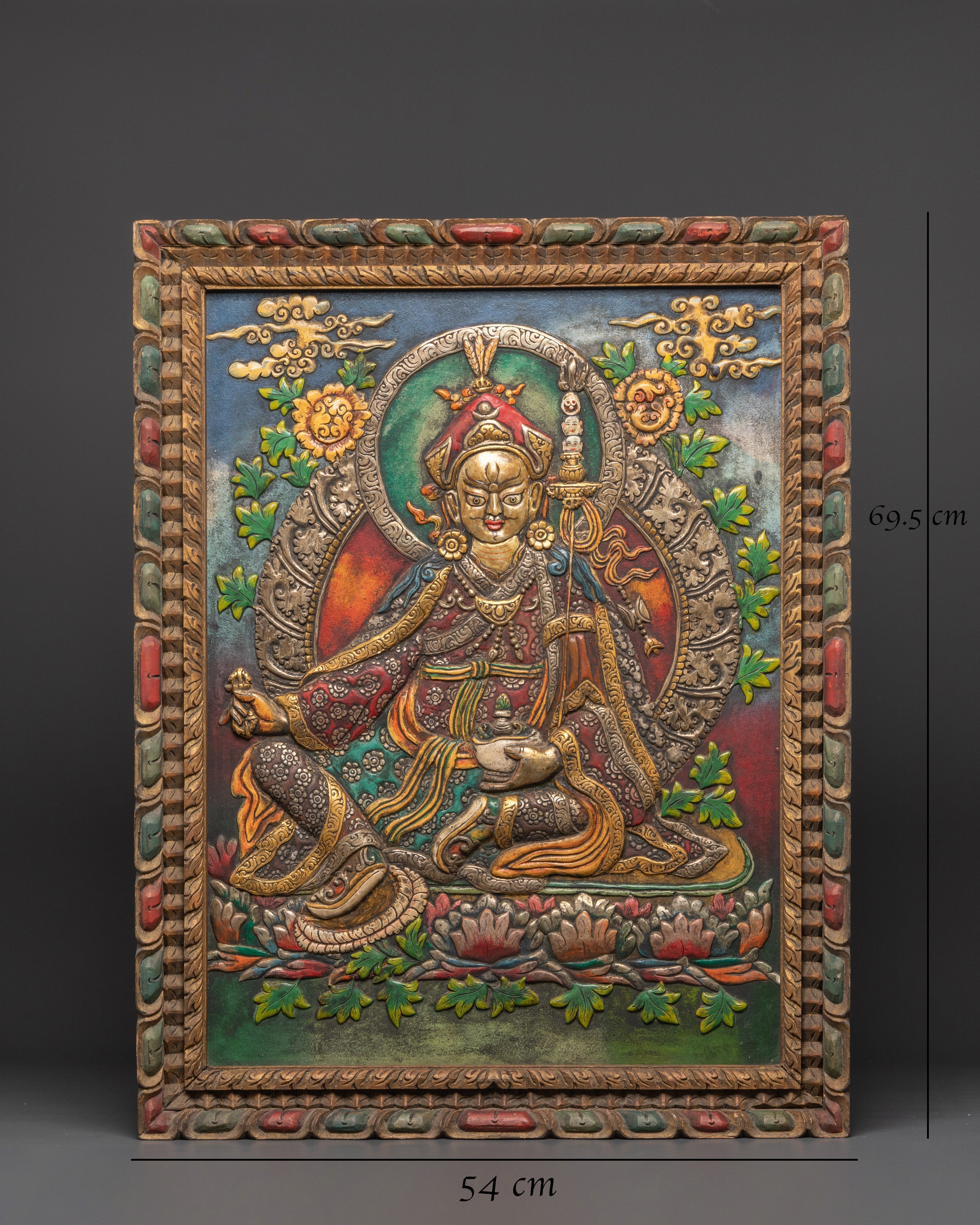 Wooden Frame Guru Rinpoche Wall Hanging | Symbol of Blessings and Protection