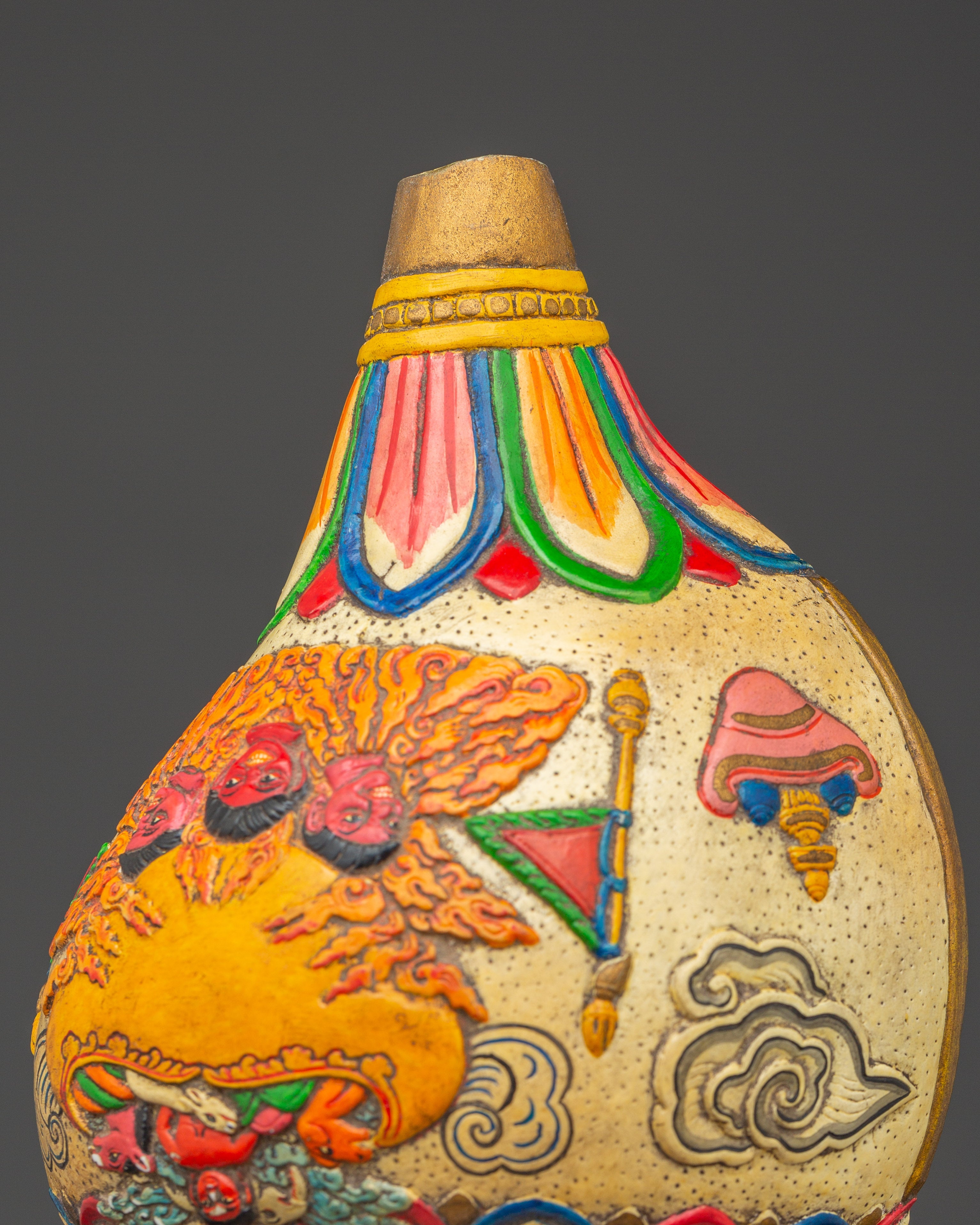 Tibetan Ritual Shankha | Hand-Painted Conch Shell with Acrylic Color