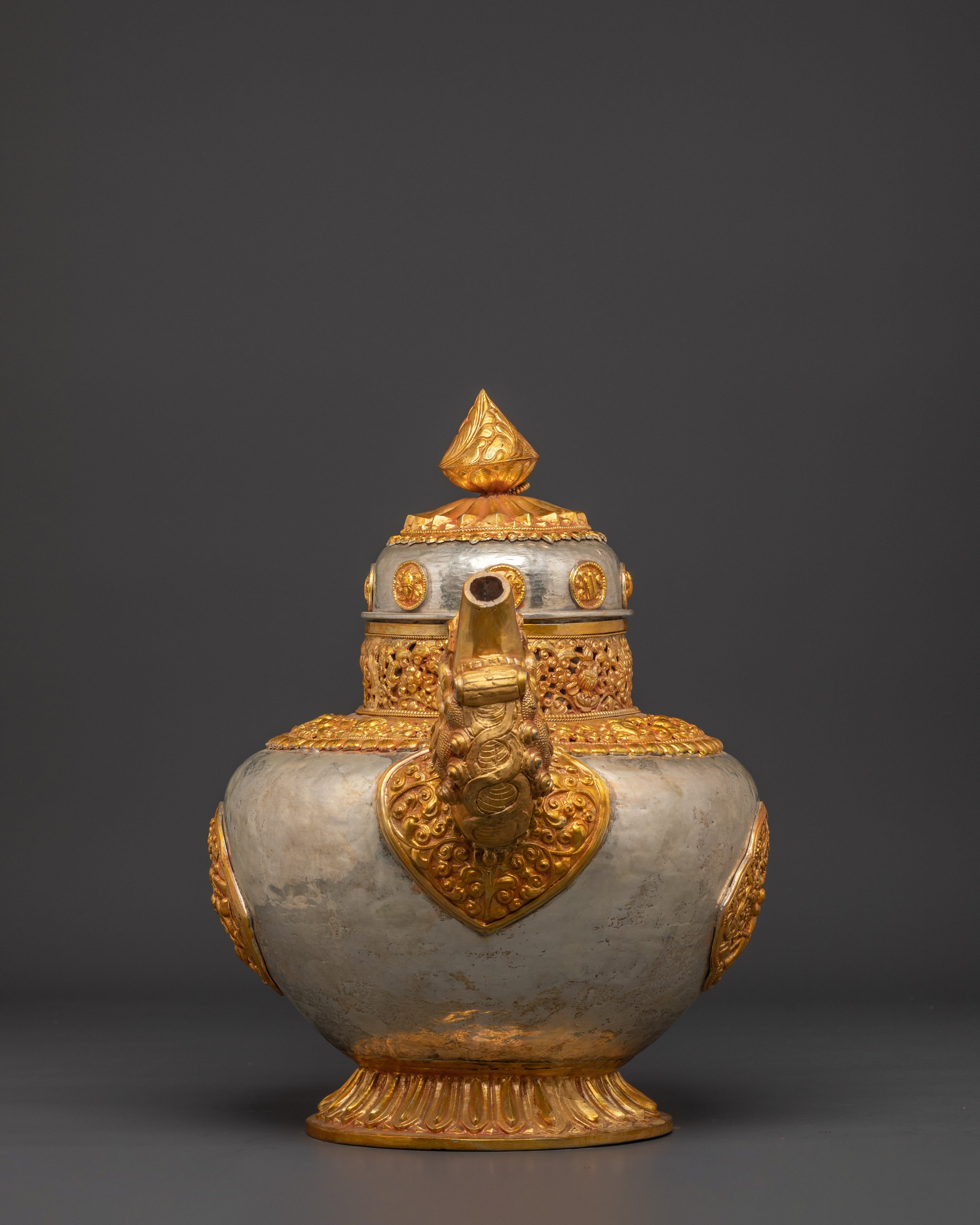 Handcrafted Traditional Teapot | Silver Plated with Gold Plated Copper