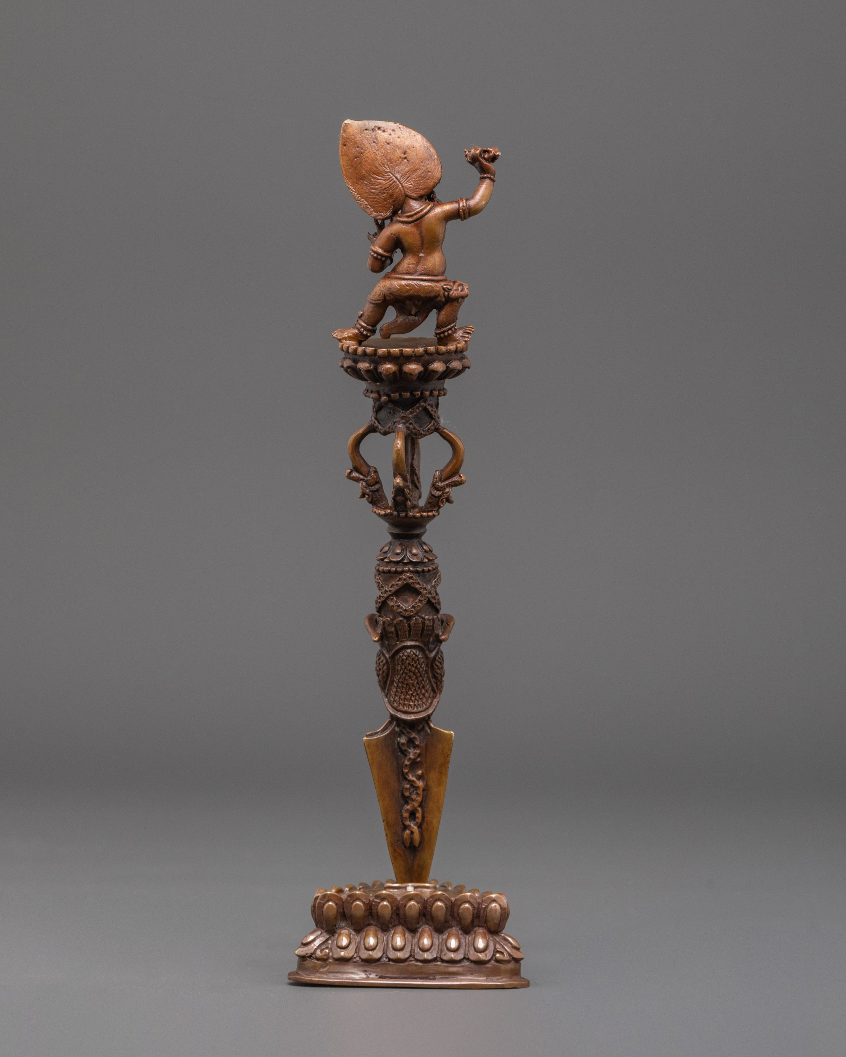 Tantric Ritual Phurba in Oxidized Copper | Sacred Copper Phurba