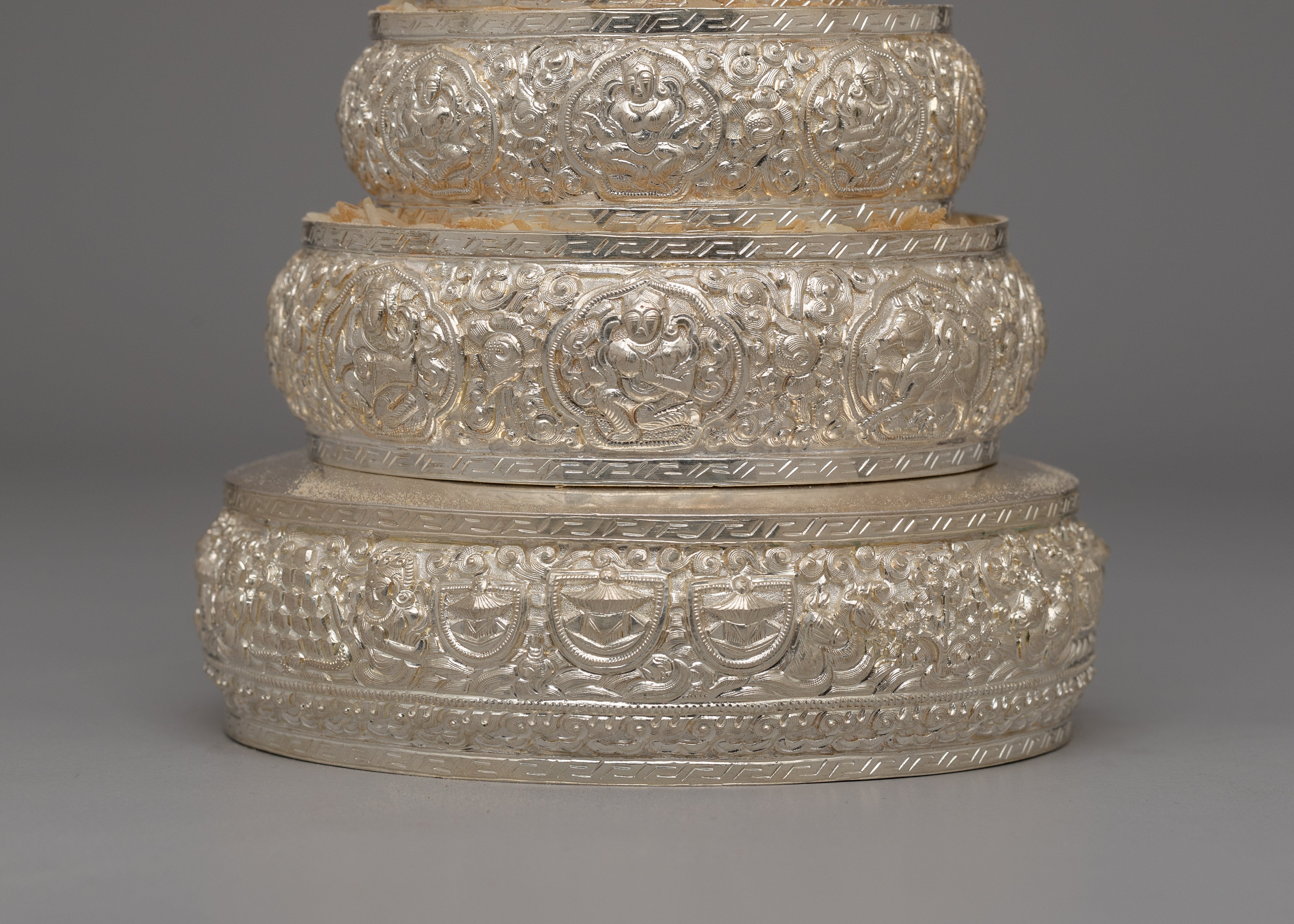 Buddhist Ritual Silver-Plated Mandala : Symbol of Spirituality and Craftsmanship | Buddhist Ritual Artifact
