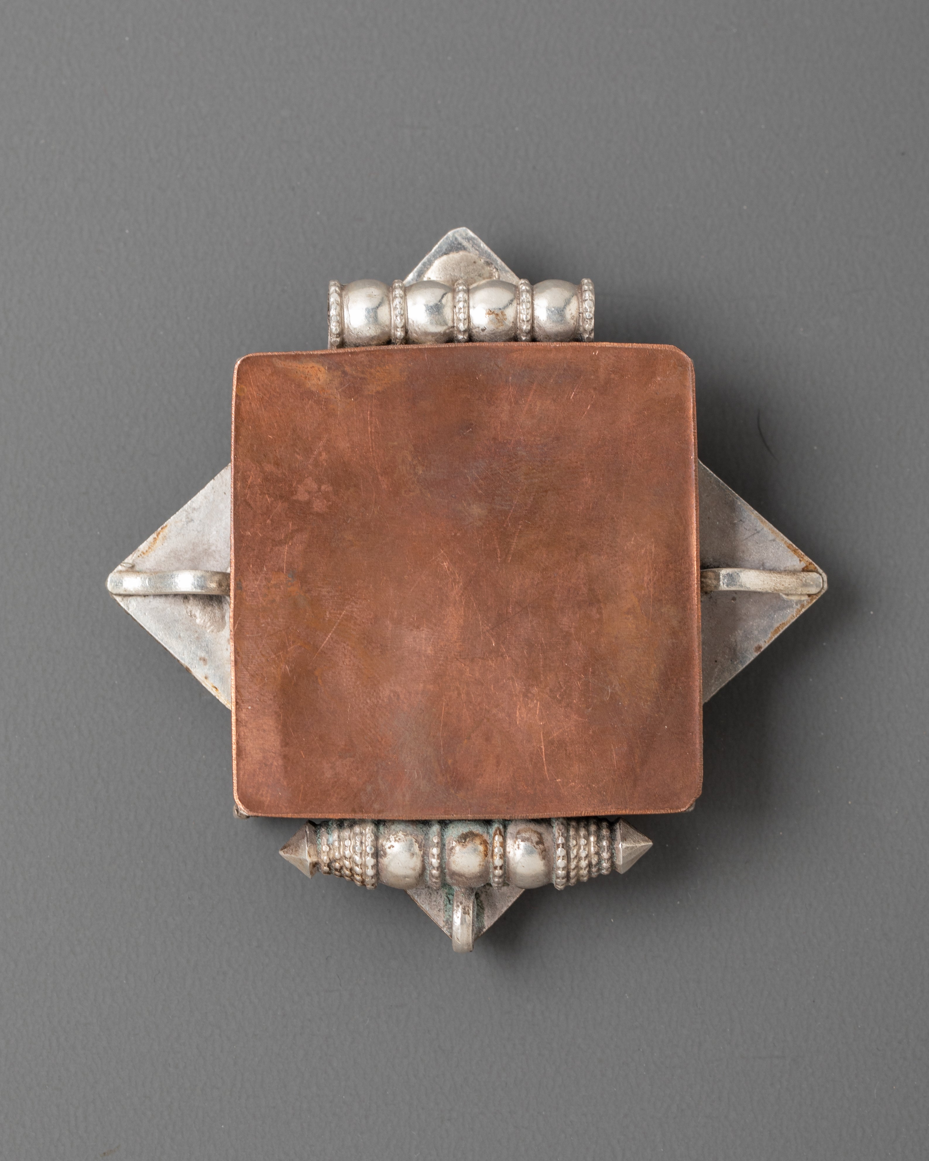 Spiritual Ghau Box Locket with Semi Precious Stones | Tibetan Silver Pendant