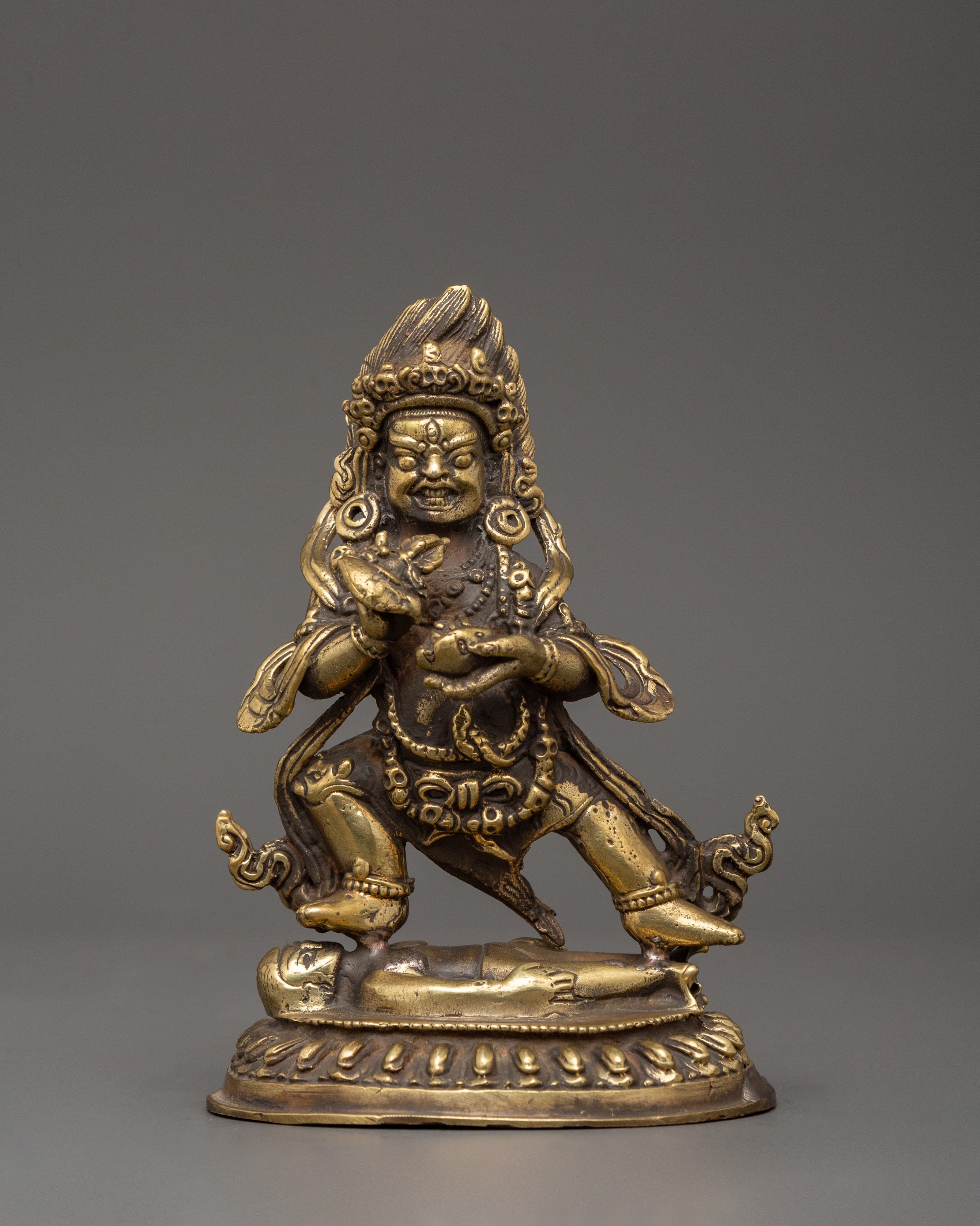 Handcrafted Brass Mahakala Bernagchen Statue | Buddhist Home Decor