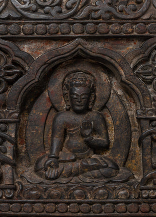 Traditional Buddhist Five Buddha Book Cover | Handcrafted Protector for Sacred Texts