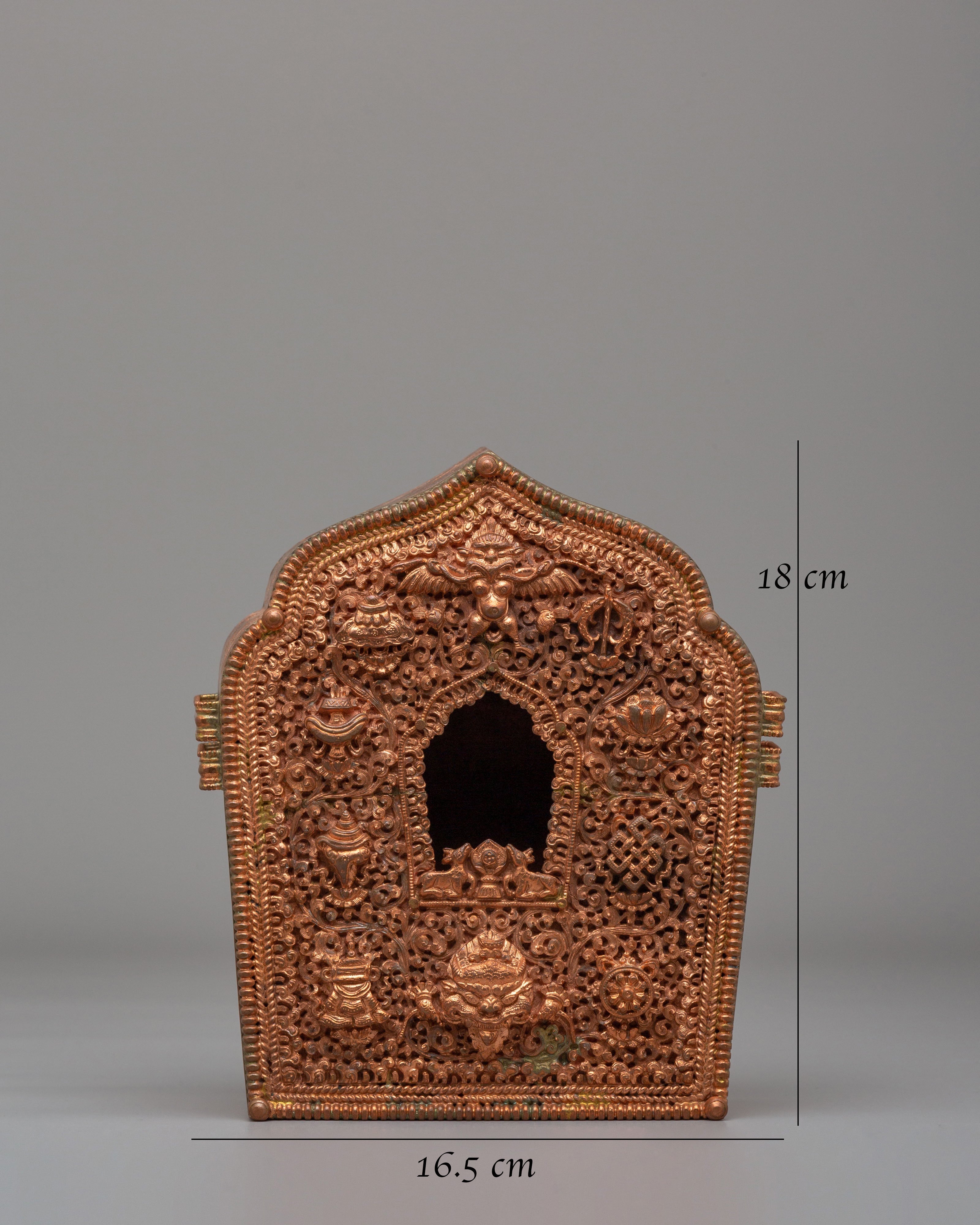 Handcrafted Himalayan Ghau Box | Copper Buddhist Ritual Shrine