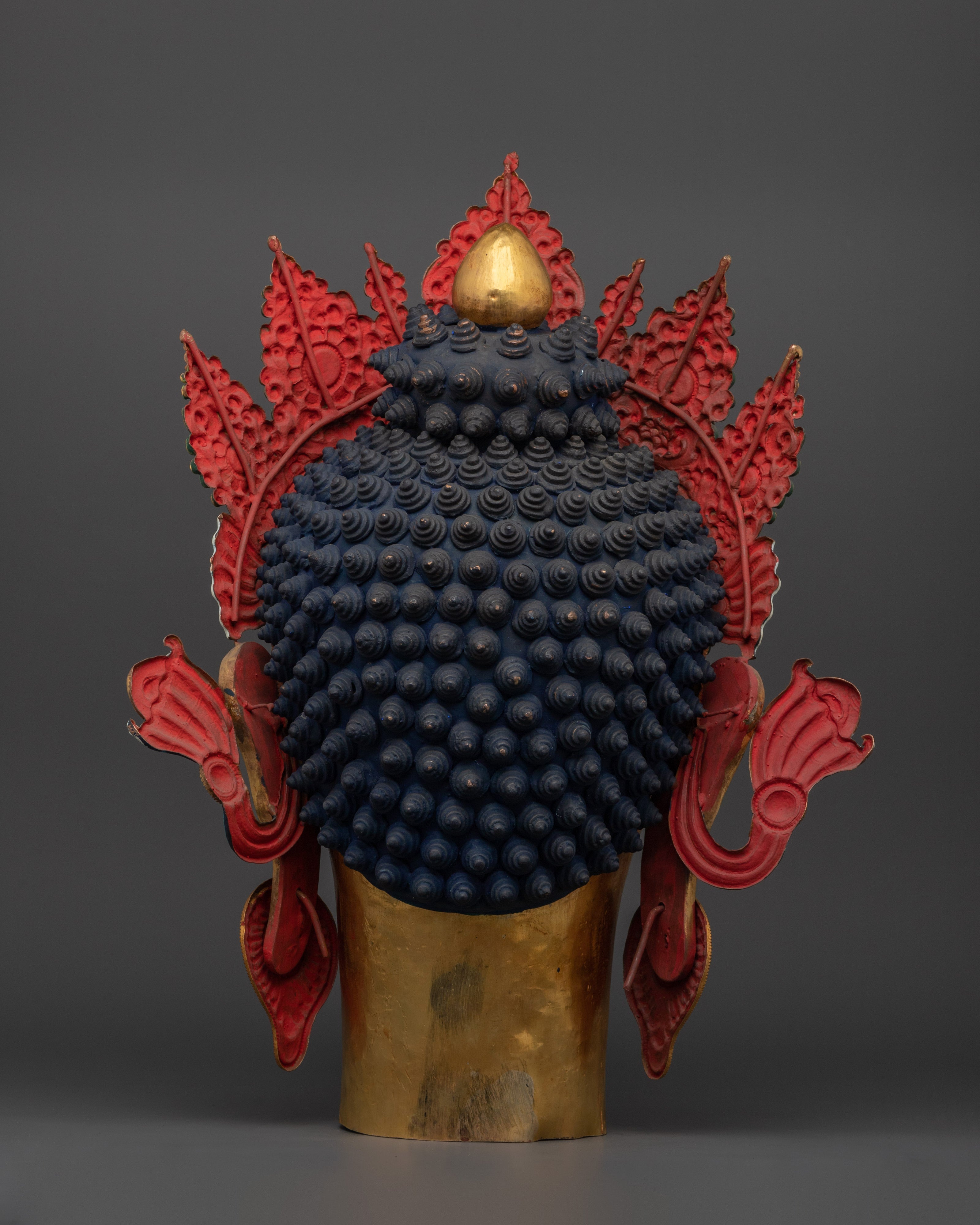 Gold-Plated Crowned Buddha Head | Himalayan Altar Decor
