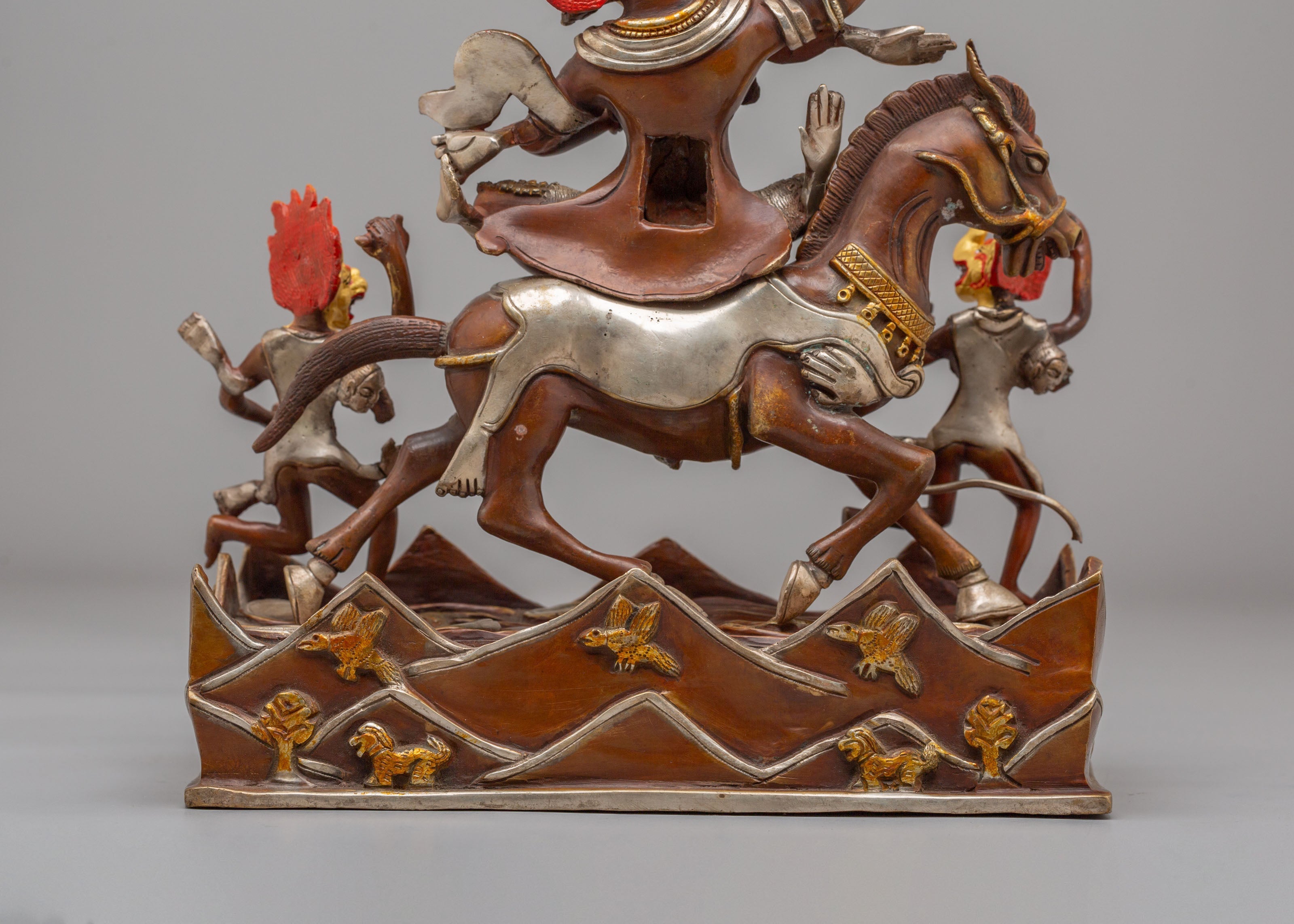 Palden Lhamo Wrathful Deity Statue | 24K Gold Plated Tibetan Protector Sculpture