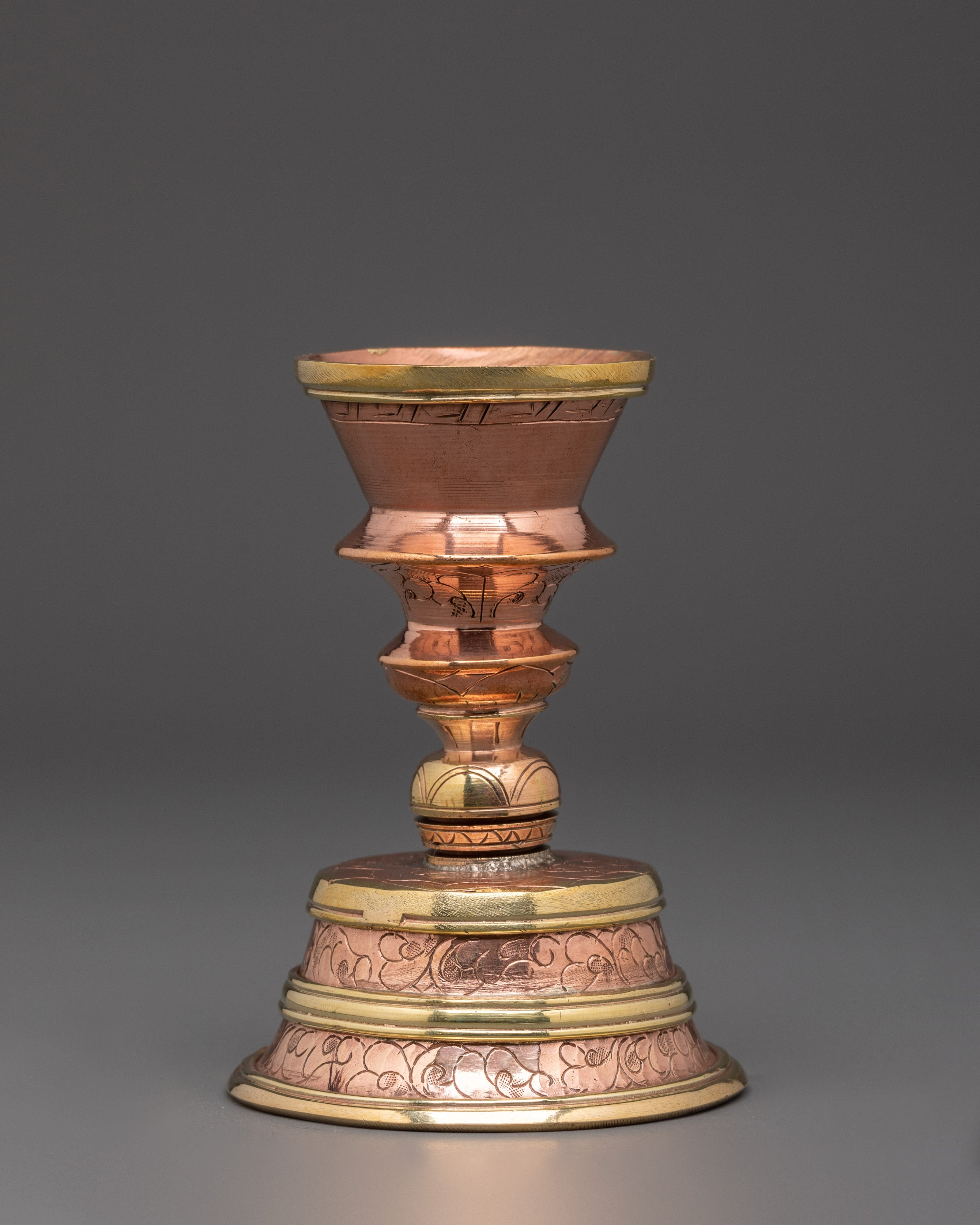 Handmade Buddhist Butter Lamp Set | Tibetan Copper Offering Lamps