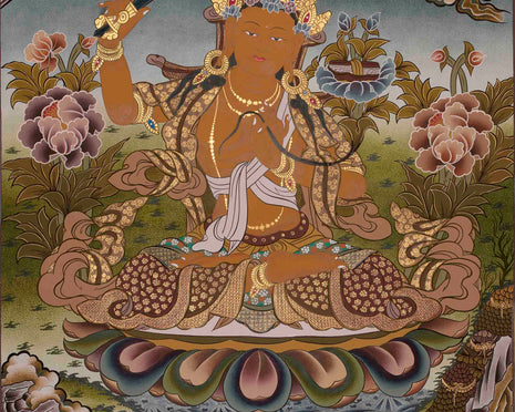Arya Bodhisattva Manjushri Thanka | Canvas Painting For Wall Hanging
