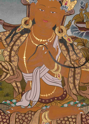 Arya Bodhisattva Manjushri Thanka | Canvas Painting For Wall Hanging