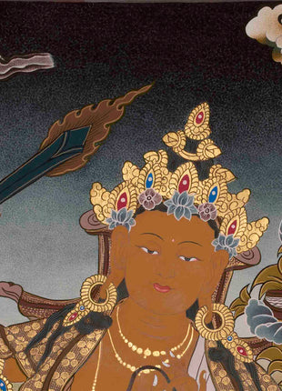 Arya Bodhisattva Manjushri Thanka | Canvas Painting For Wall Hanging