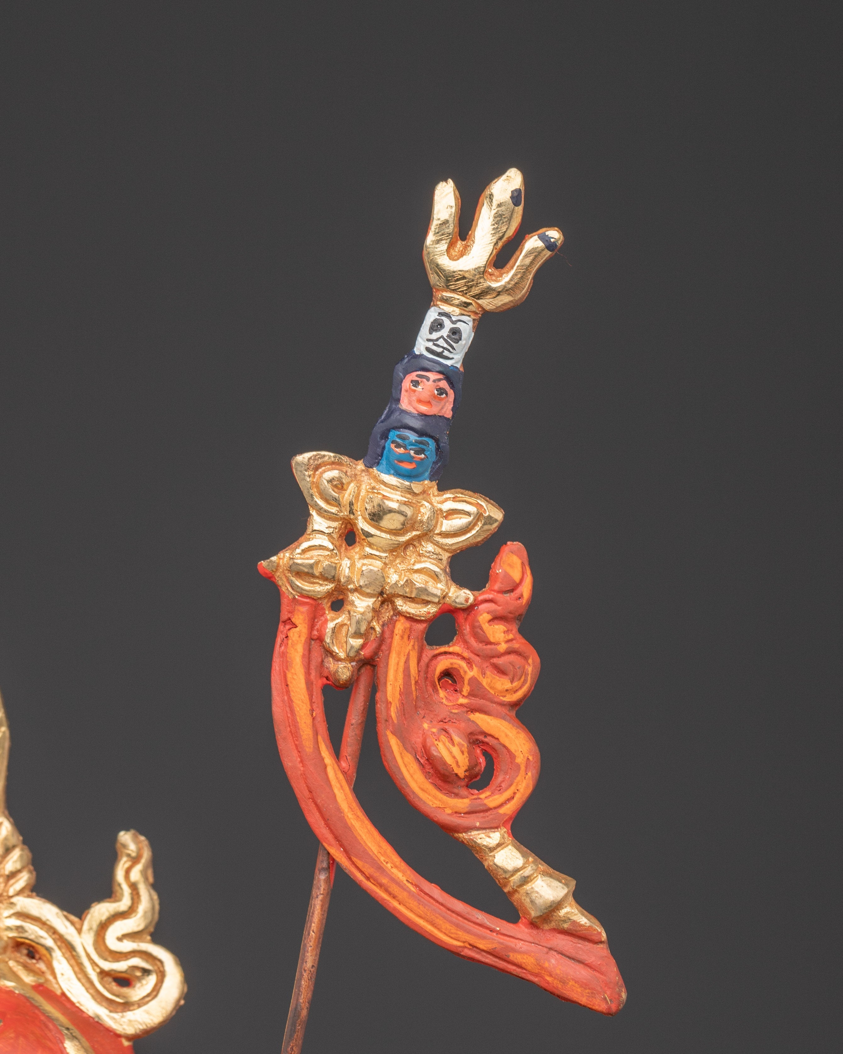 Handmade Tibetan Guru Rinpoche Statue | Copper Gold-Plated and Acrylic Sculpture