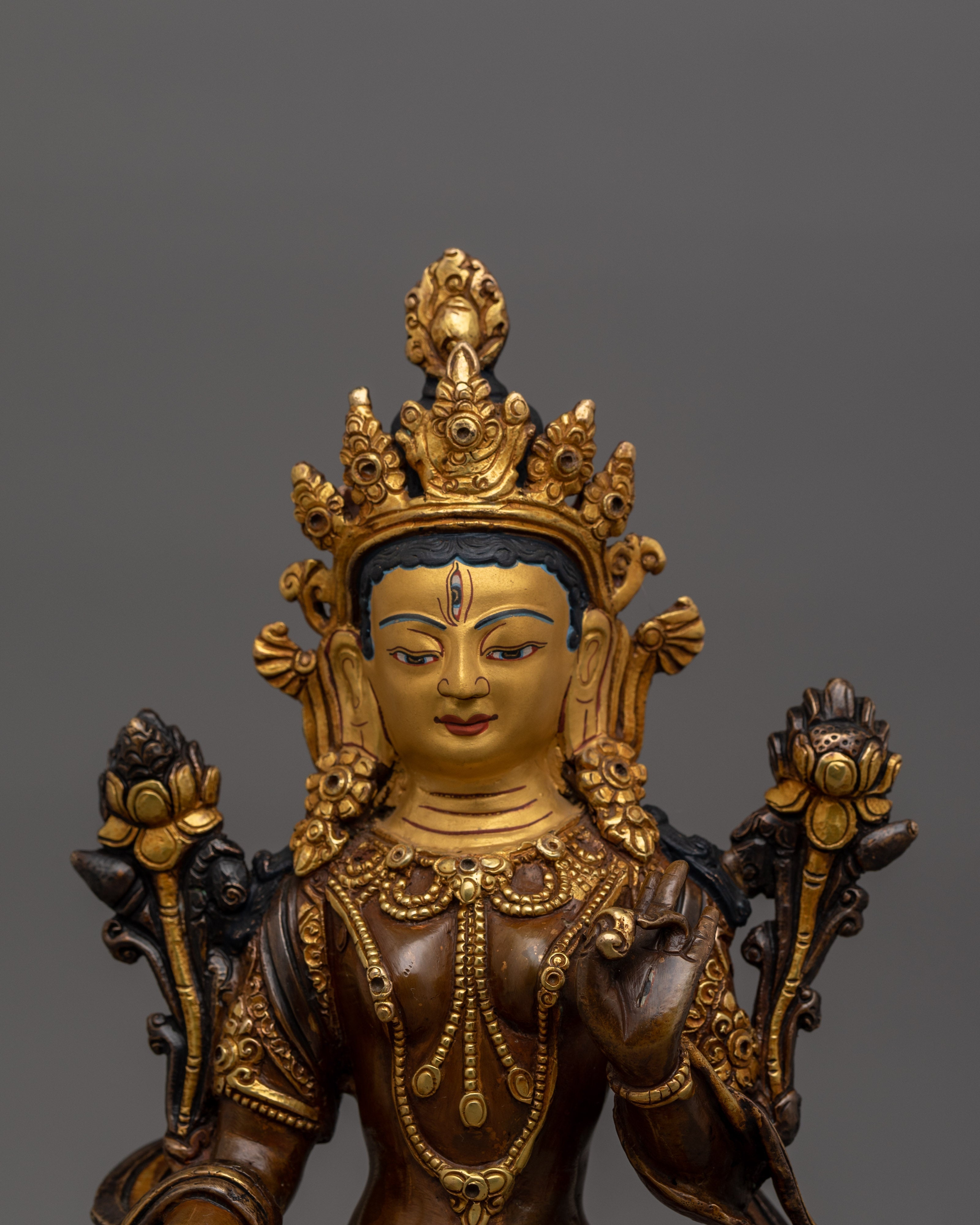 Seven Eyes Deity White Tara Sculpture | Mother of all Buddhas