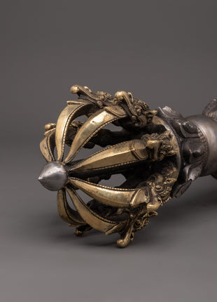 Handcrafted Brass Body Vajra with Iron Core | Tibetan Dorje Ritual Tool