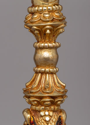 Buddhist Phurba with Iron Blade | Gold-Plated Copper Ritual Dagger