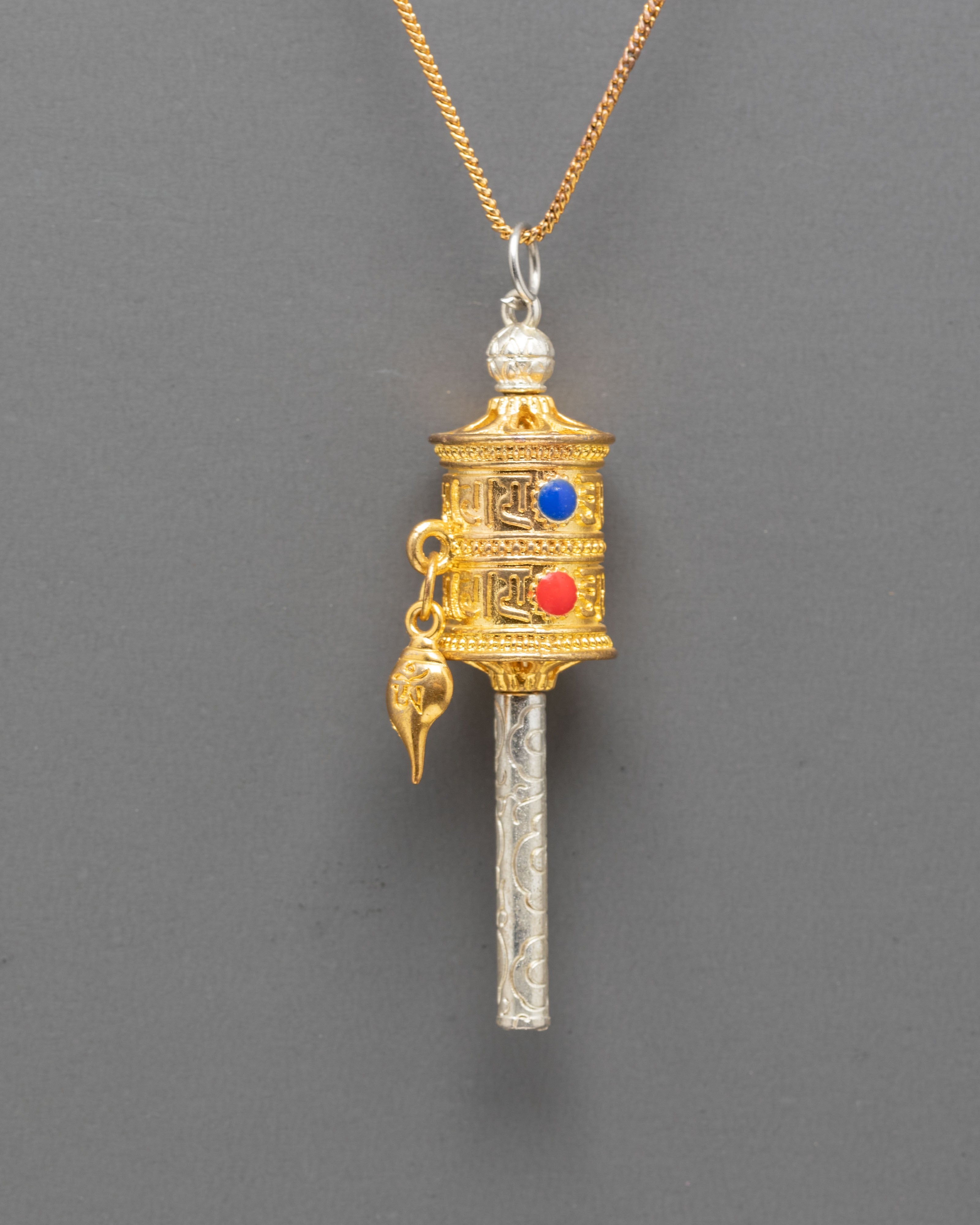 Traditional Buddhist Prayer Wheel Pendant | Himalayan Spiritual Jewelry
