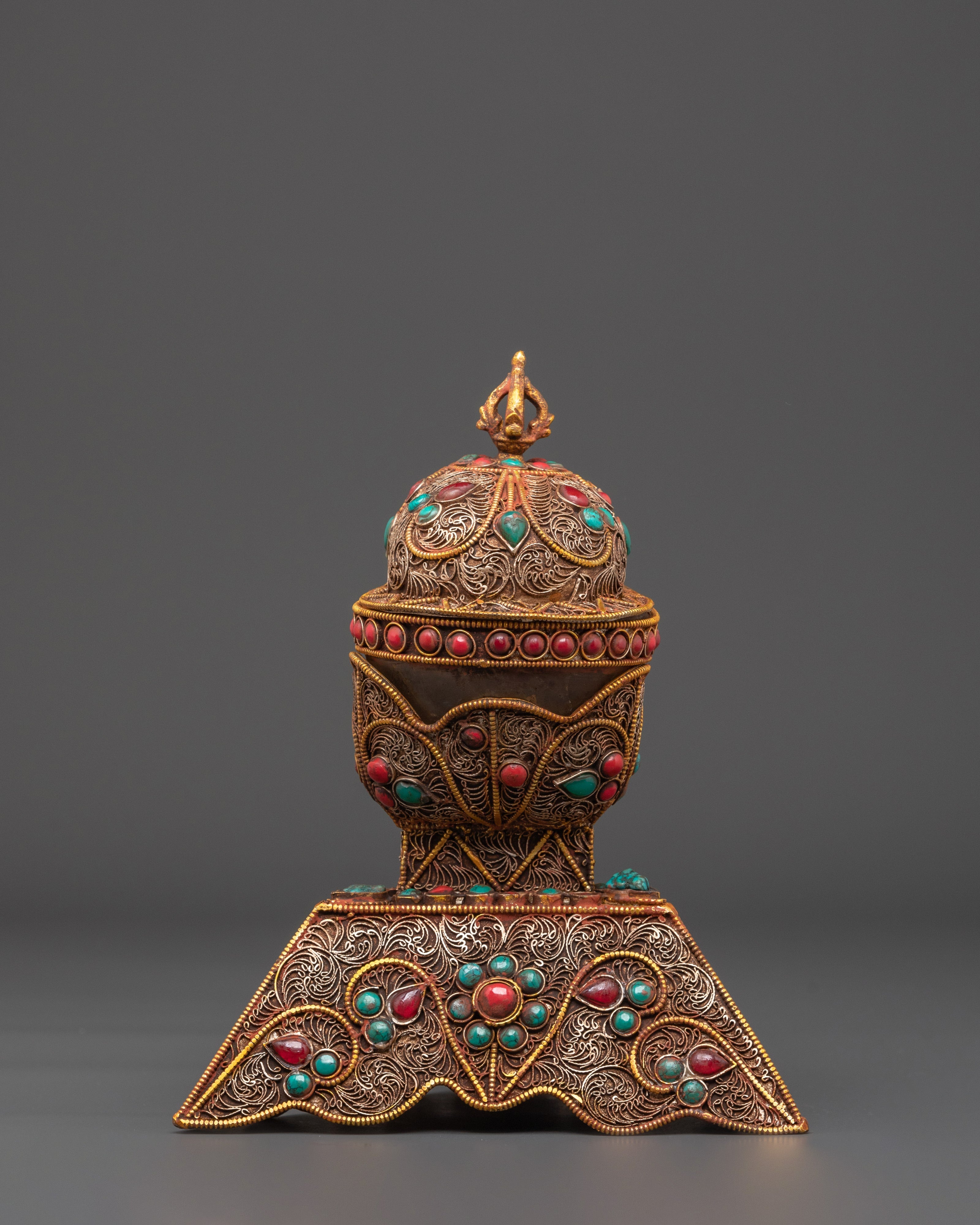 Spiritual Kapala Offering Cup | Handcrafted Buddhist Ritual Vessel