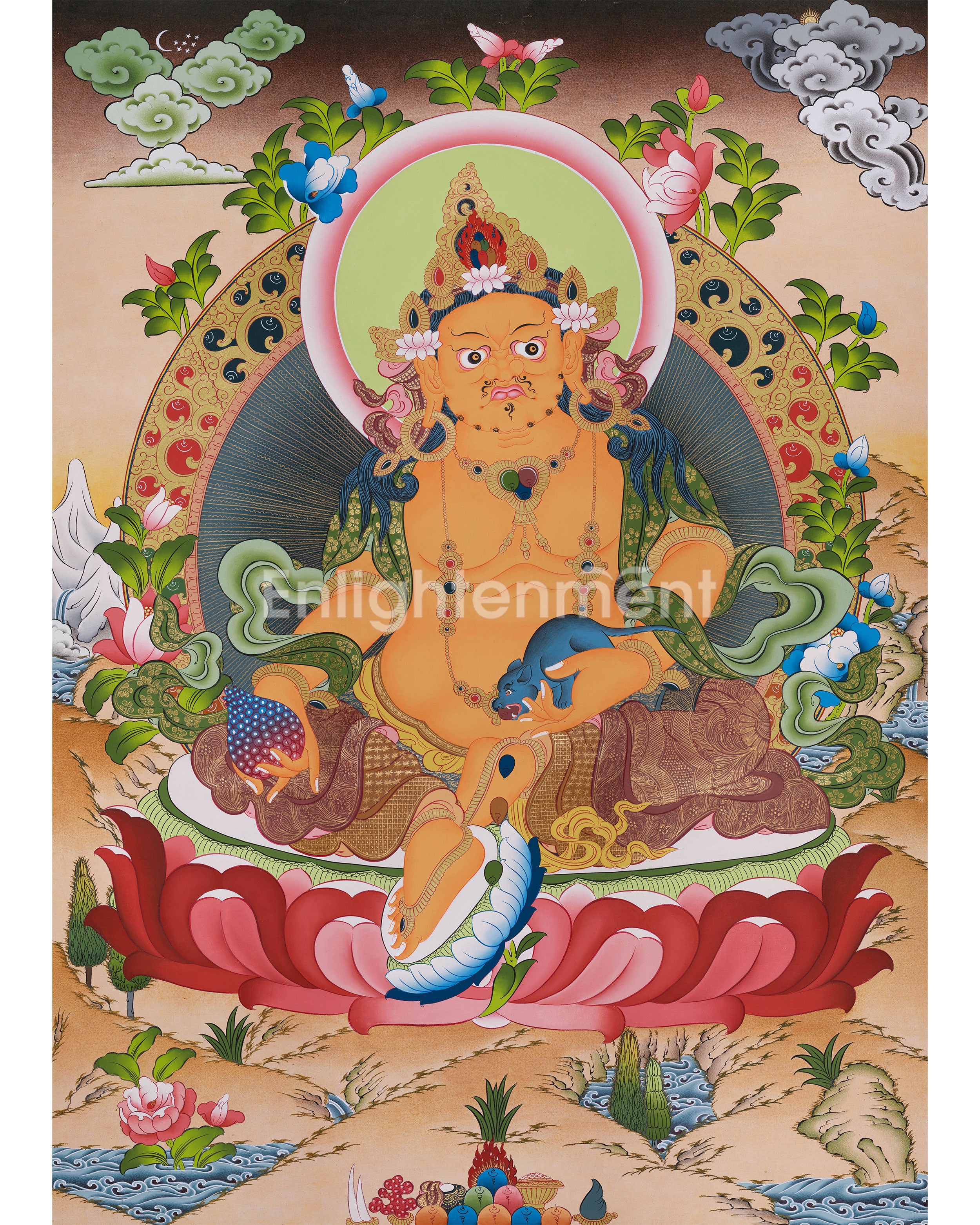 Original Buddhist Dzambhala Painting | God of Wealth and Abundance