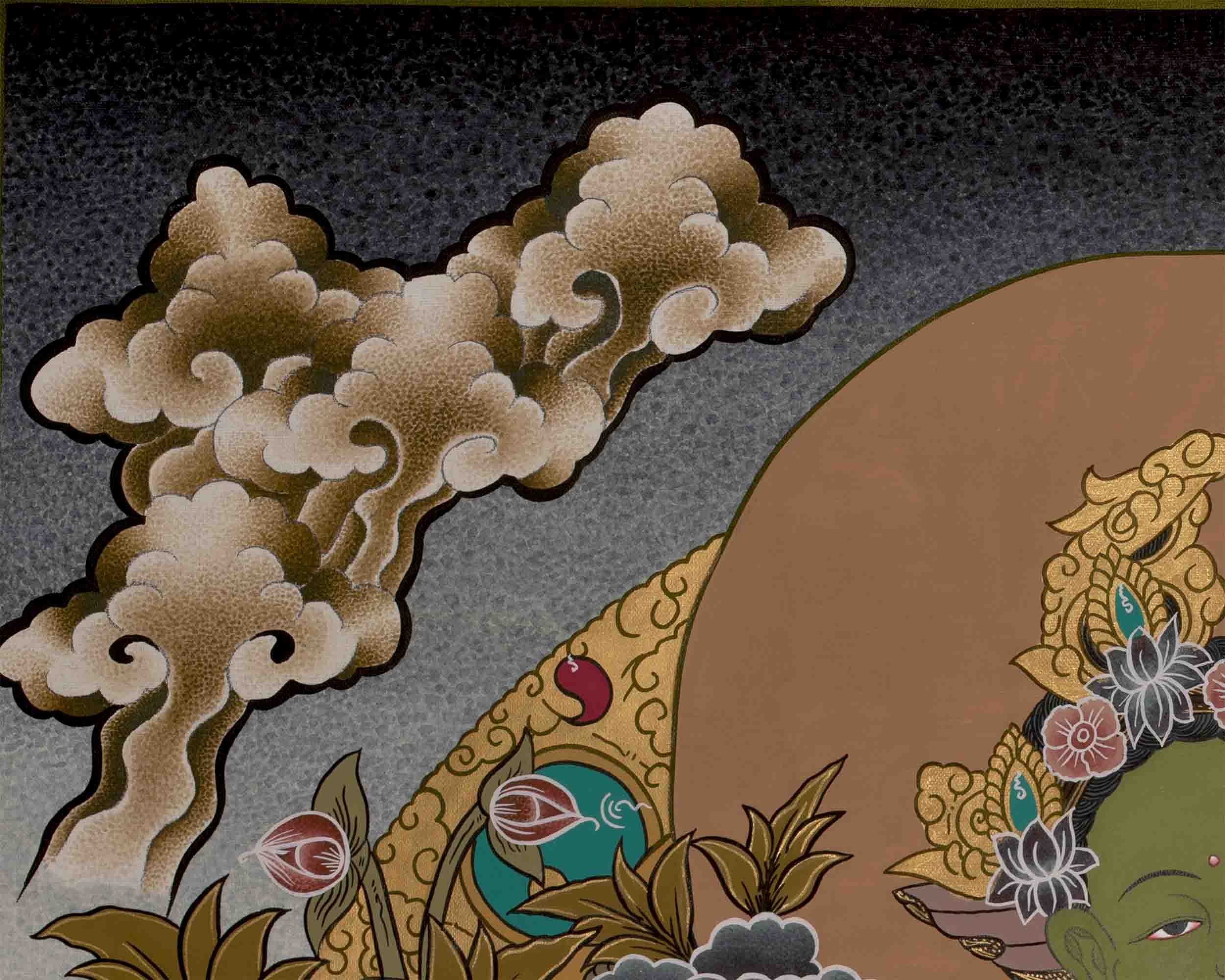 Original Hand-Painted Green Tara Thangka | Buddhist Religious Painting