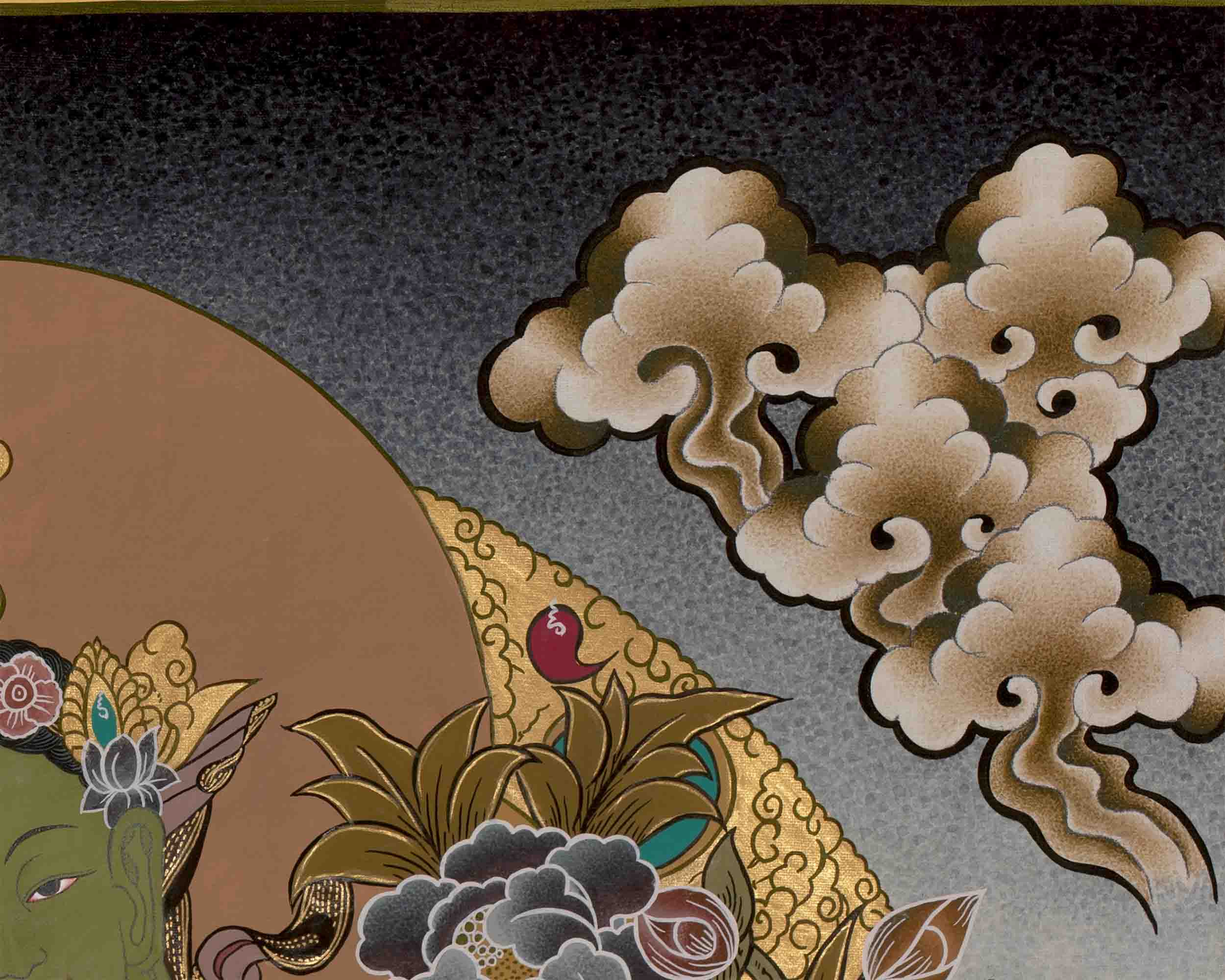 Original Hand-Painted Green Tara Thangka | Buddhist Religious Painting