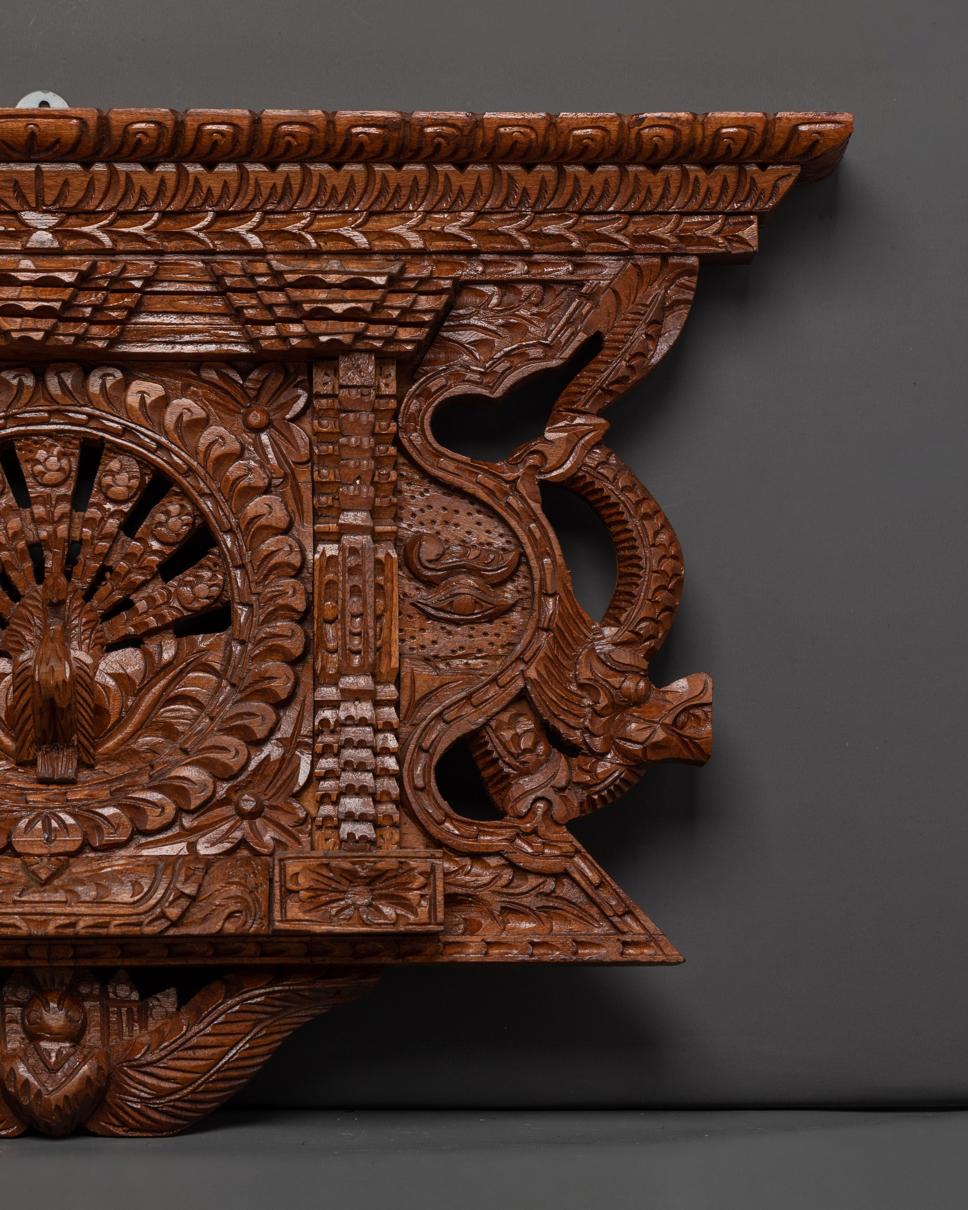 Traditional Wooden Wall Hanging | Peacock Motif Decor