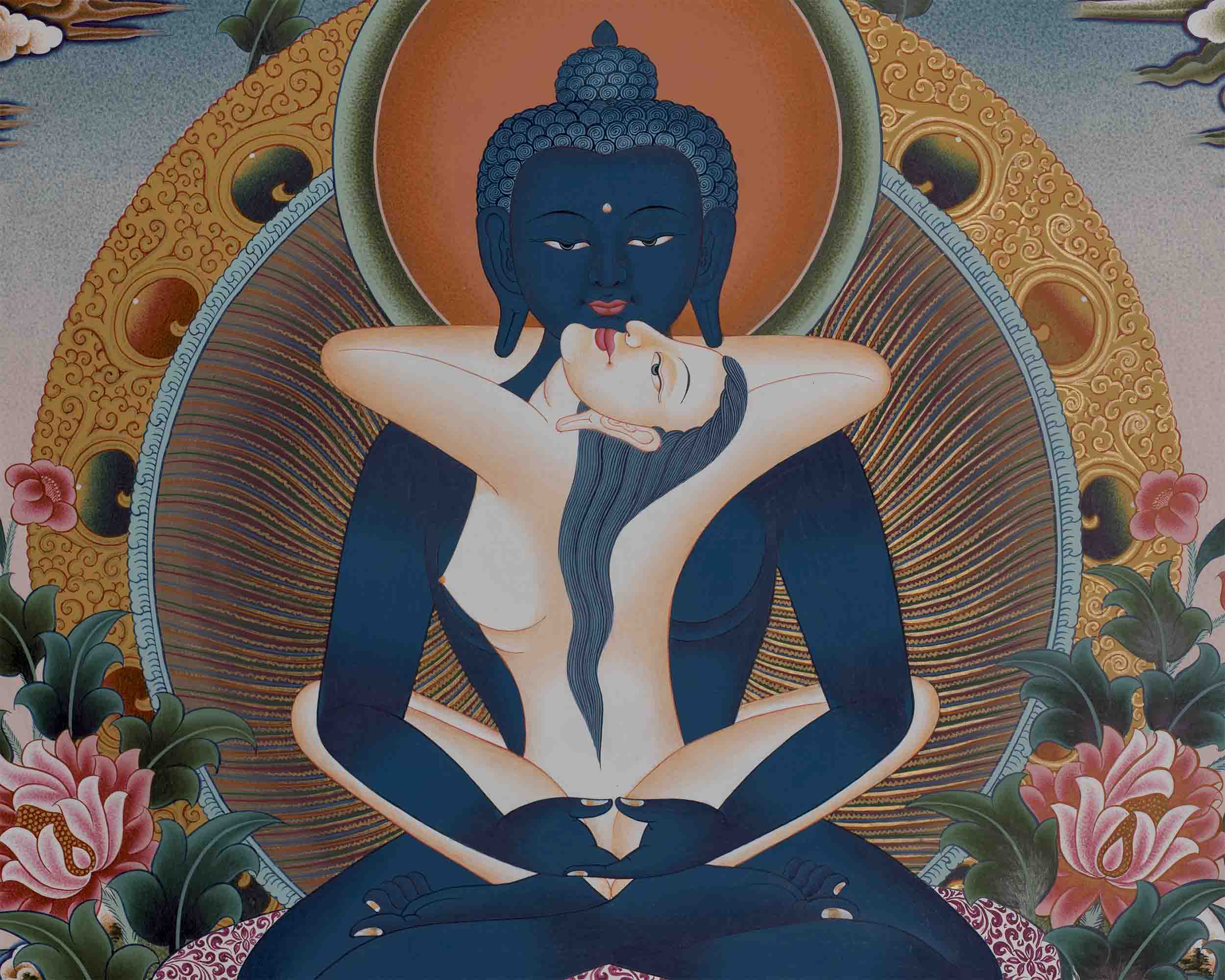 Hand-Painted Samantabhadra Thangka | Spiritual Wall Hanging