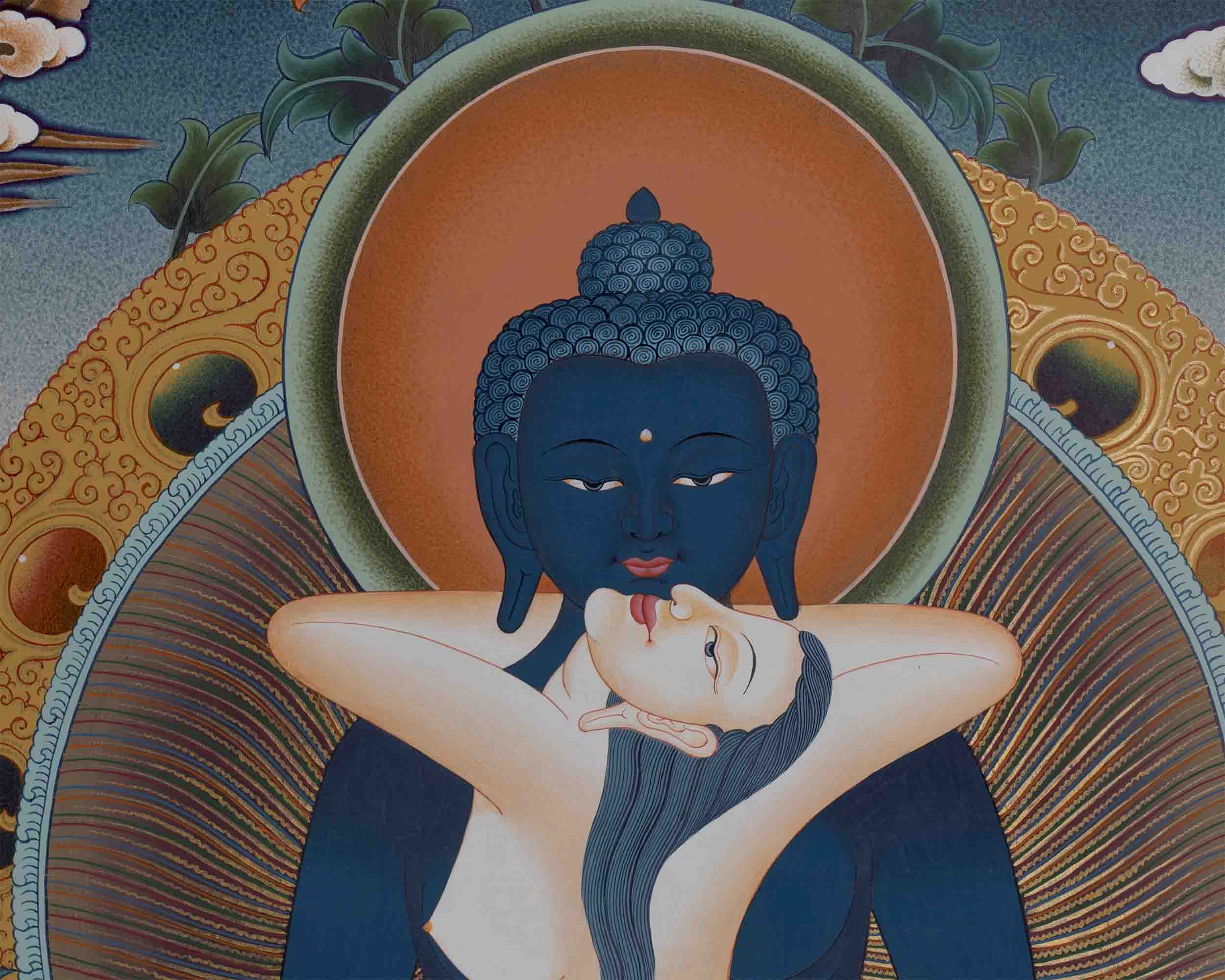 Hand-Painted Samantabhadra Thangka | Spiritual Wall Hanging