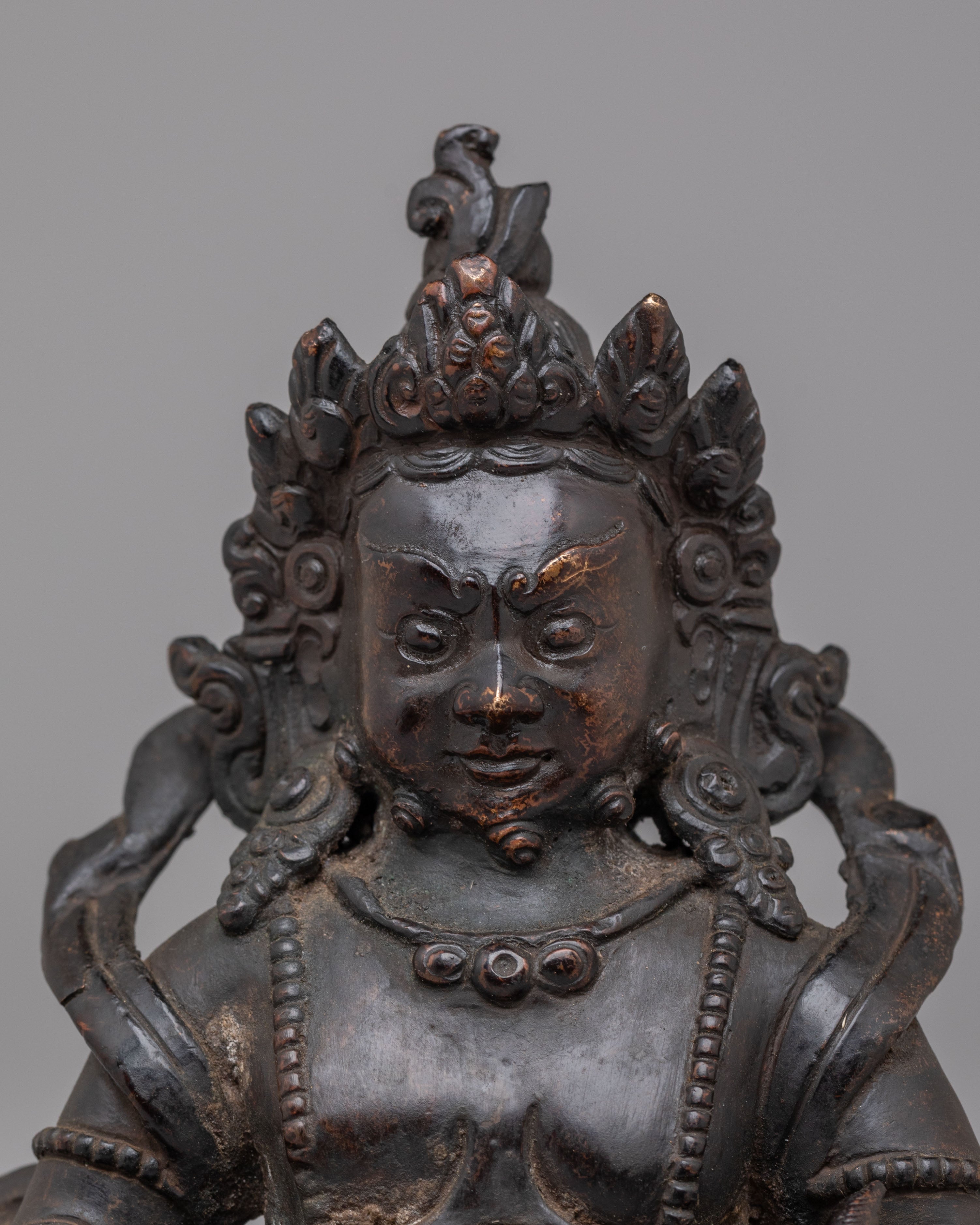 Ceremonial Dzambhala Wealth Deity Sculpture | Tibetan Buddhist Prosperity Figurine