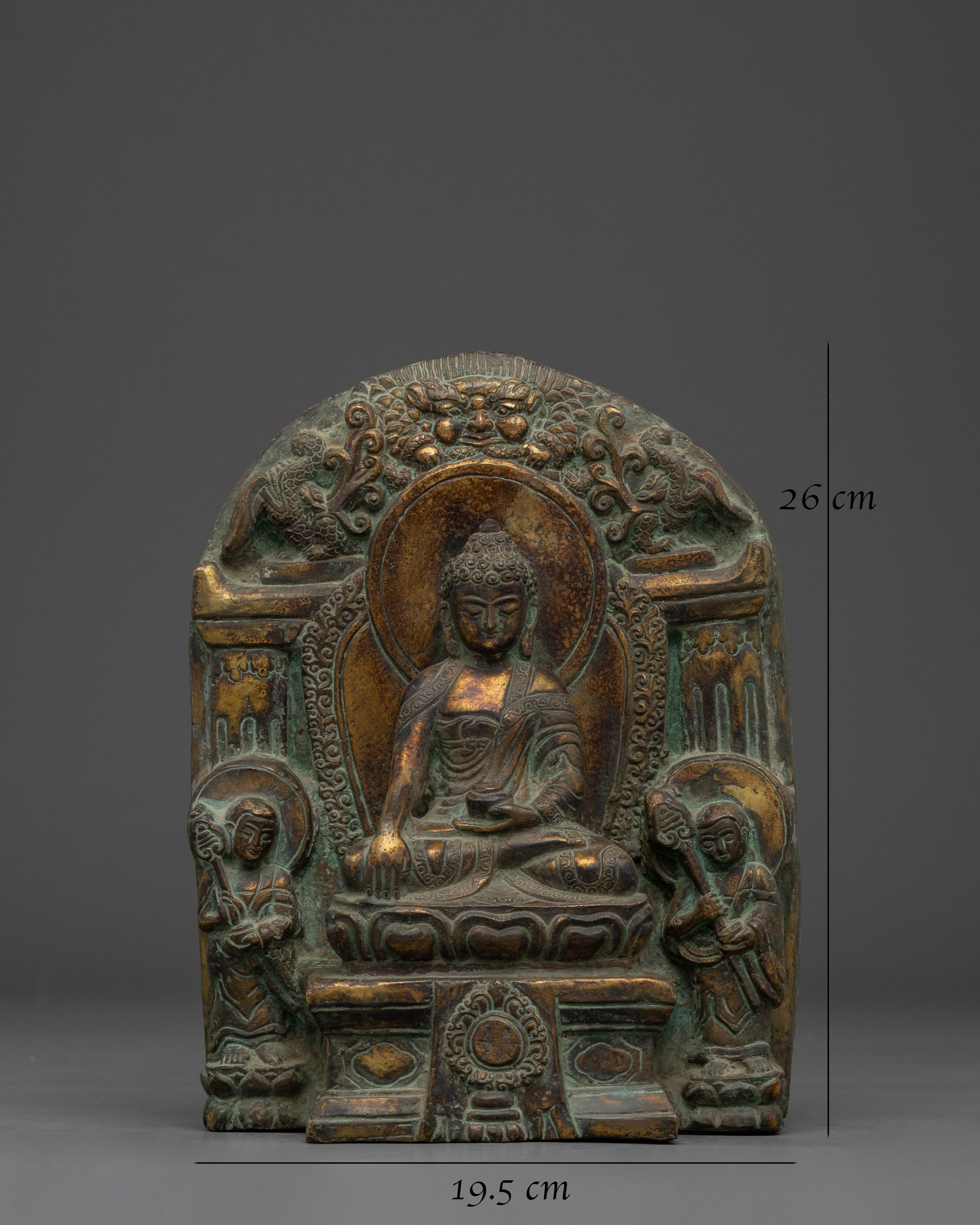 Figurine of Shakyamuni Buddha on Throne | Copper Sculpture