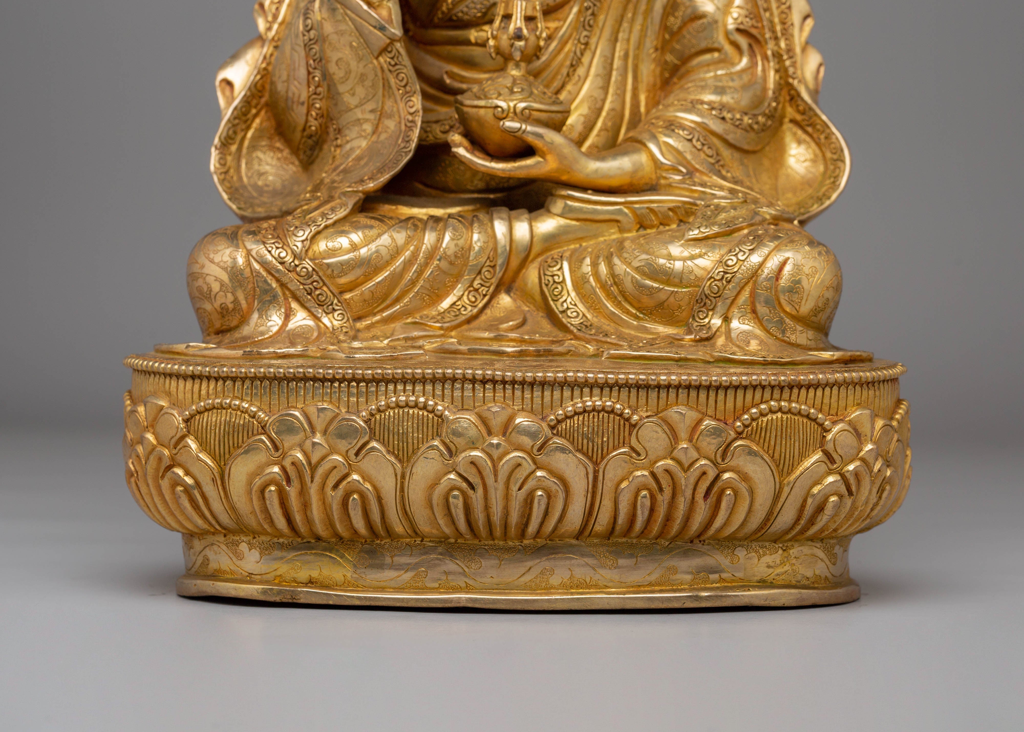Handcrafted Guru Tsokye Dorje Statue with Copper Body and 24K Gold Gilding